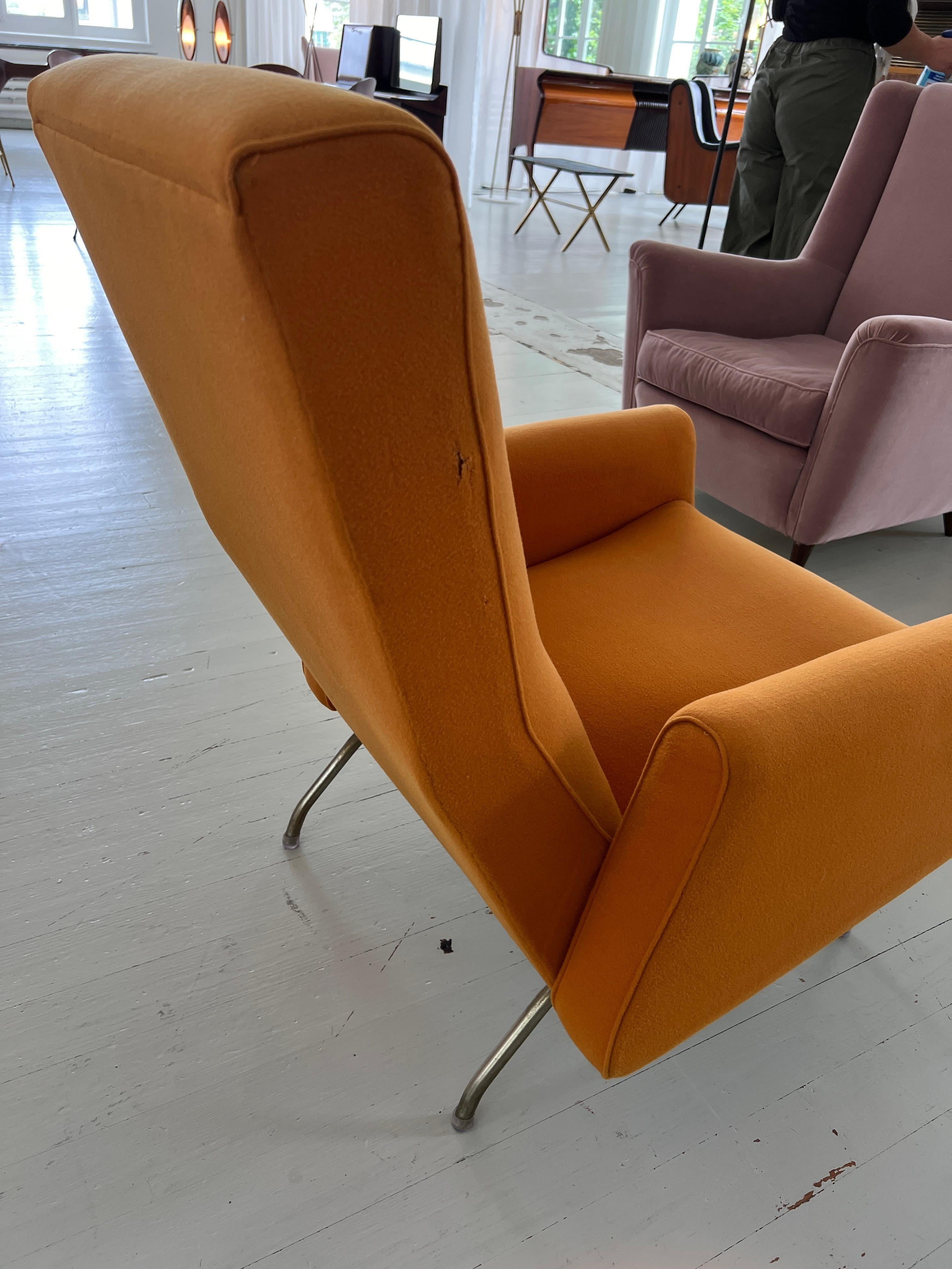 Louis Paolozzi Orange Wool Armchair on Tubular Base, Manufactured by Zol, 1950s For Sale 6