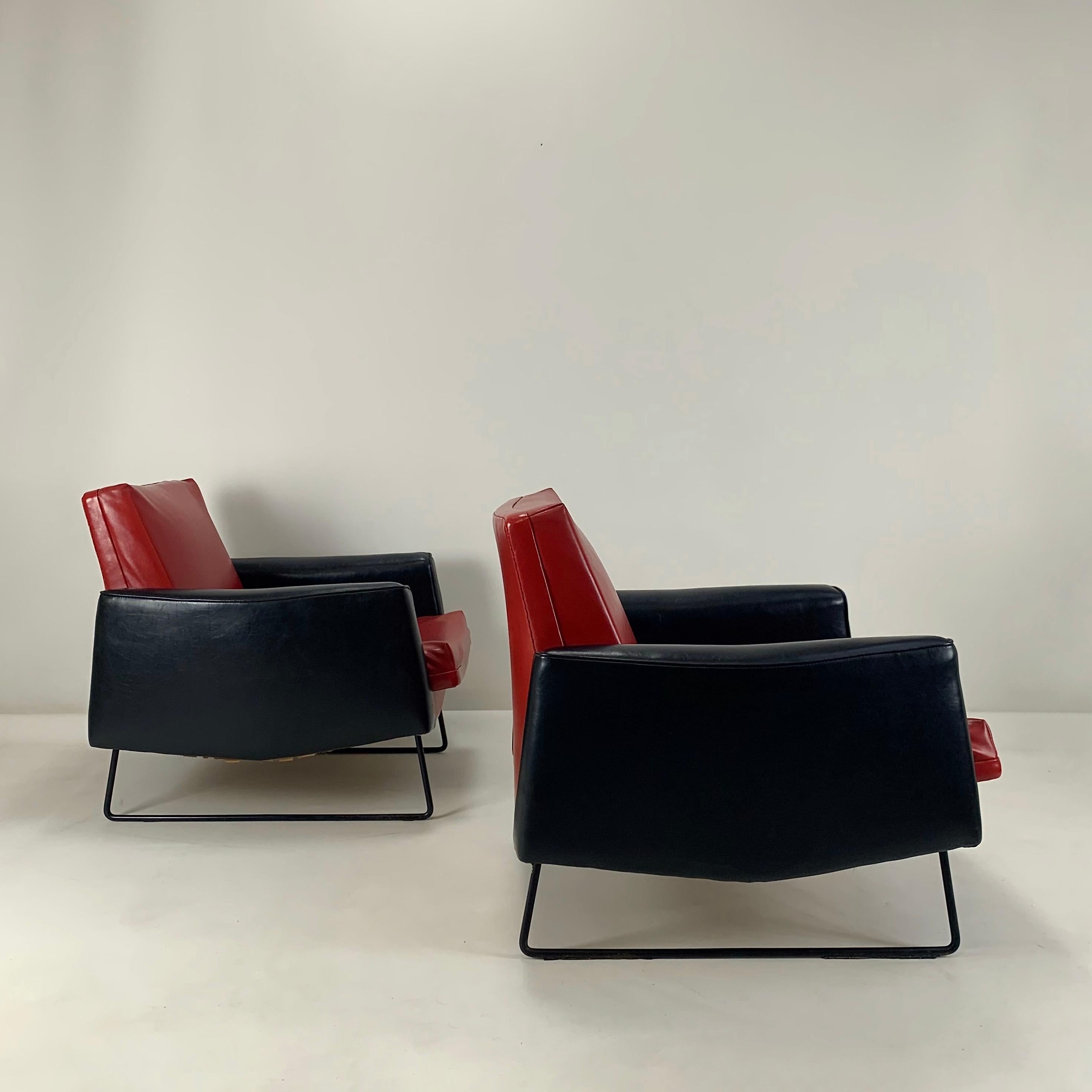 Mid-Century Modern Louis Paolozzi Pair of Prelude Armchairs for Zol, circa 1958, France