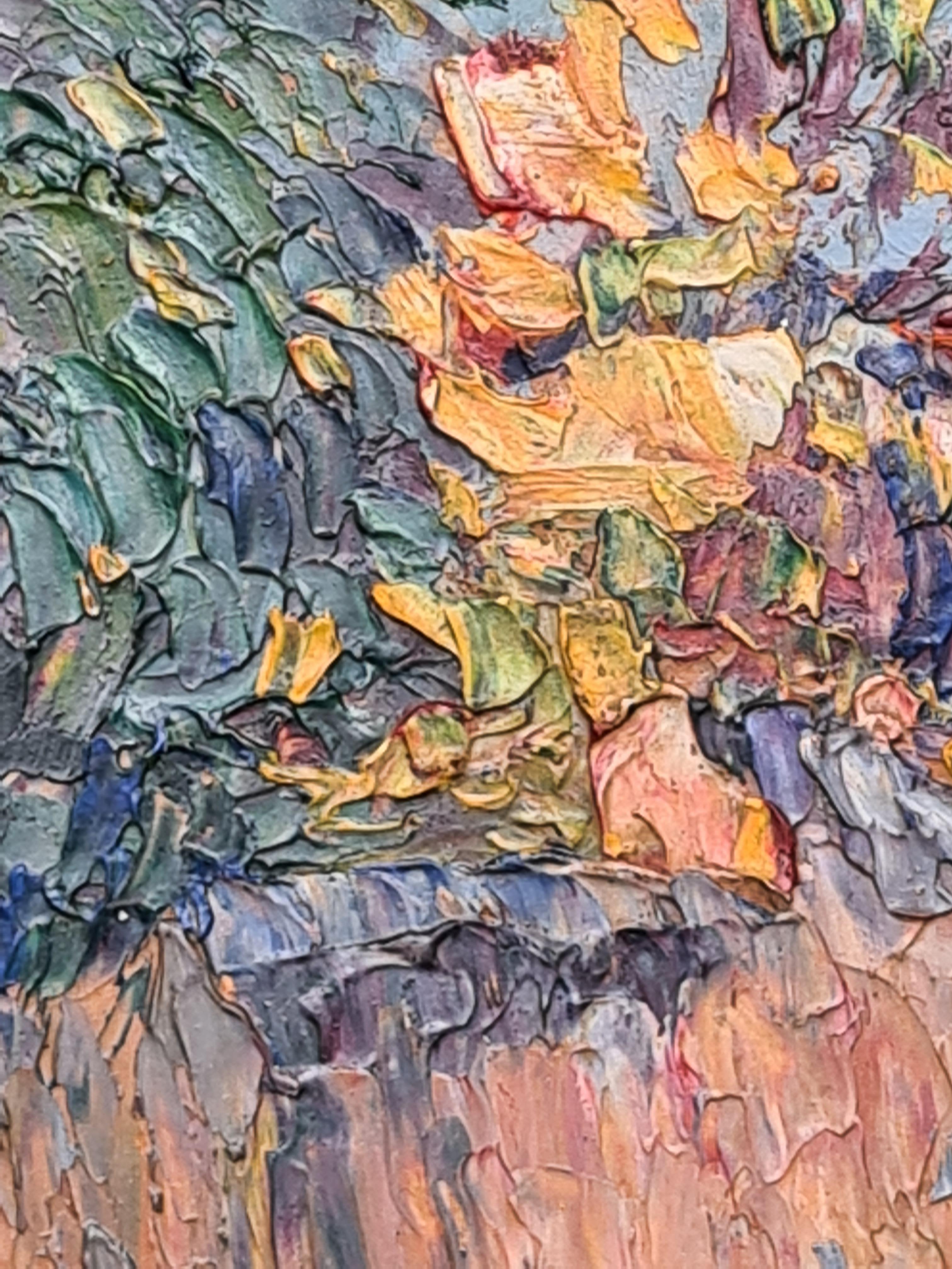 Huile sur panneau post-impressionniste française, vue de Vieux Cannes, sud de la France - Marron Landscape Painting par Louis Pastour