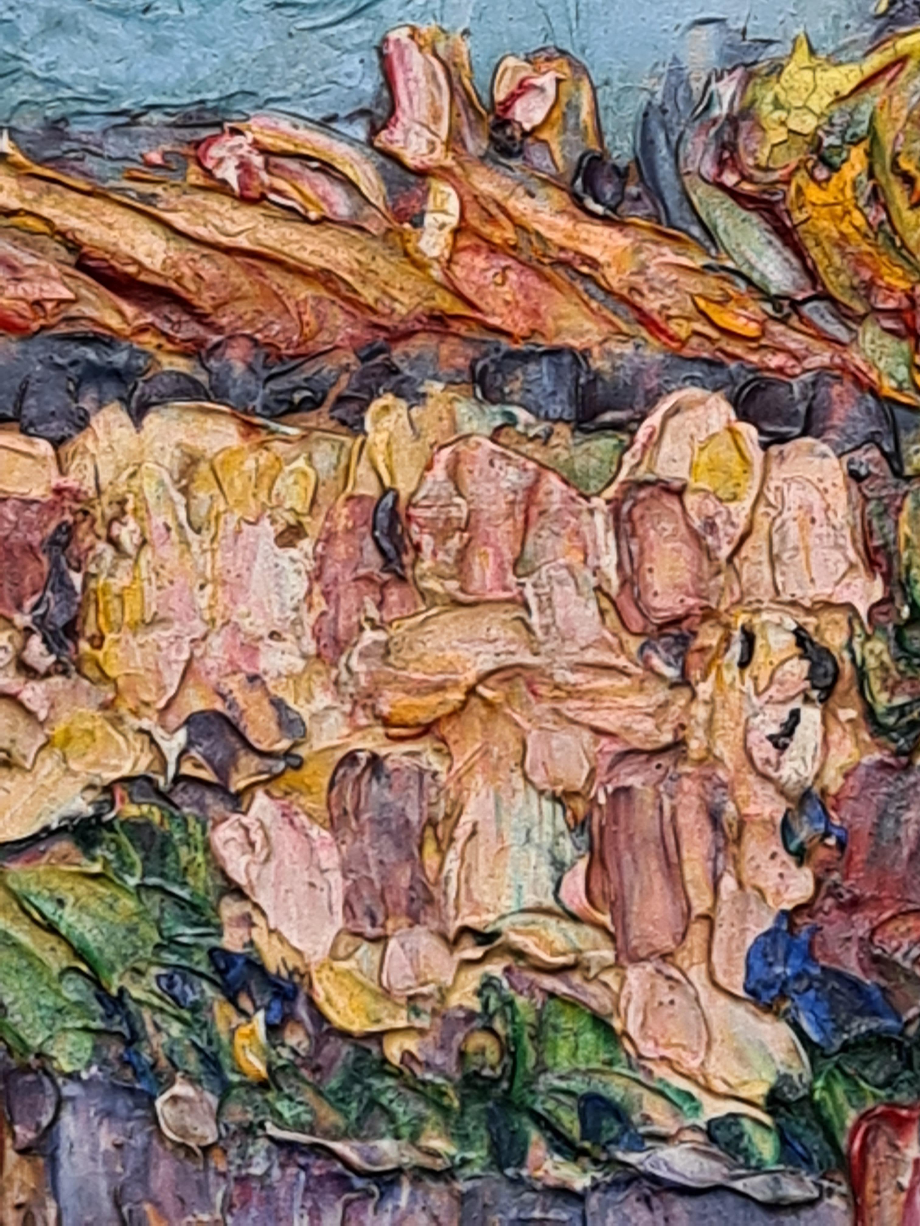 Huile sur panneau post-impressionniste française, vue de Vieux Cannes, sud de la France 1