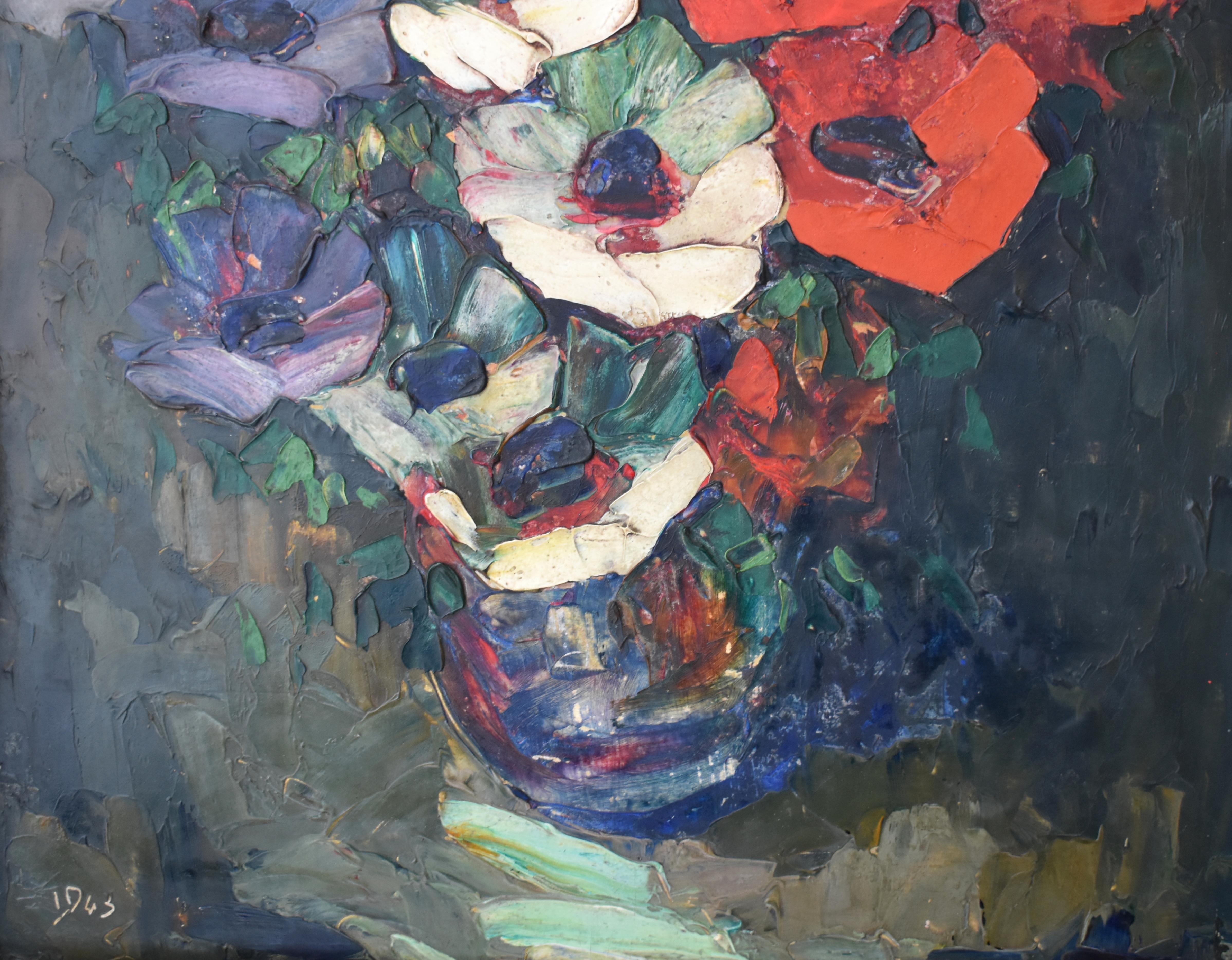Pittura ad olio post impressionista francese - Still-Life Painting Grigio di Louis Pastour