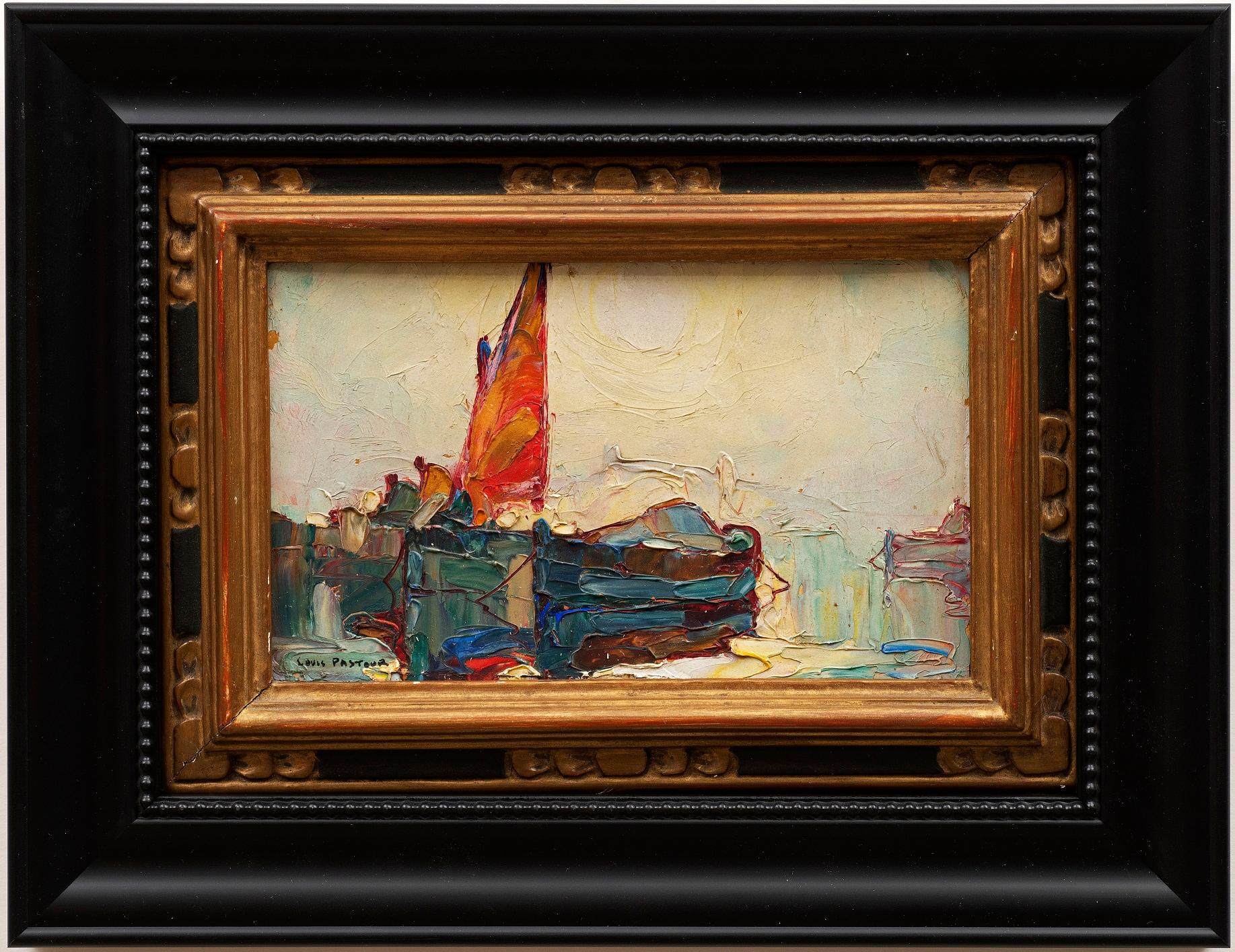 Marinegemälde „Deux Bateaux“ (Louis Pastour Französisch, 1876-1948) 1