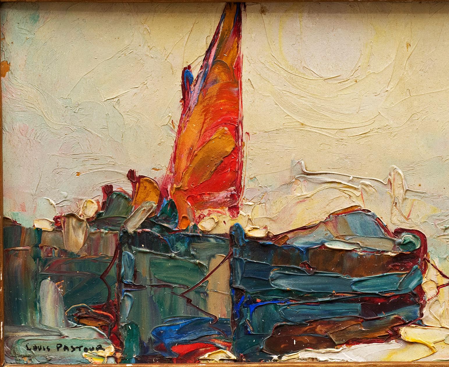 Marinegemälde „Deux Bateaux“ (Louis Pastour Französisch, 1876-1948) 3