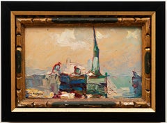 Pintura marina "Trois Pêcheurs" Louis Pastour (Francia, 1876-1948)