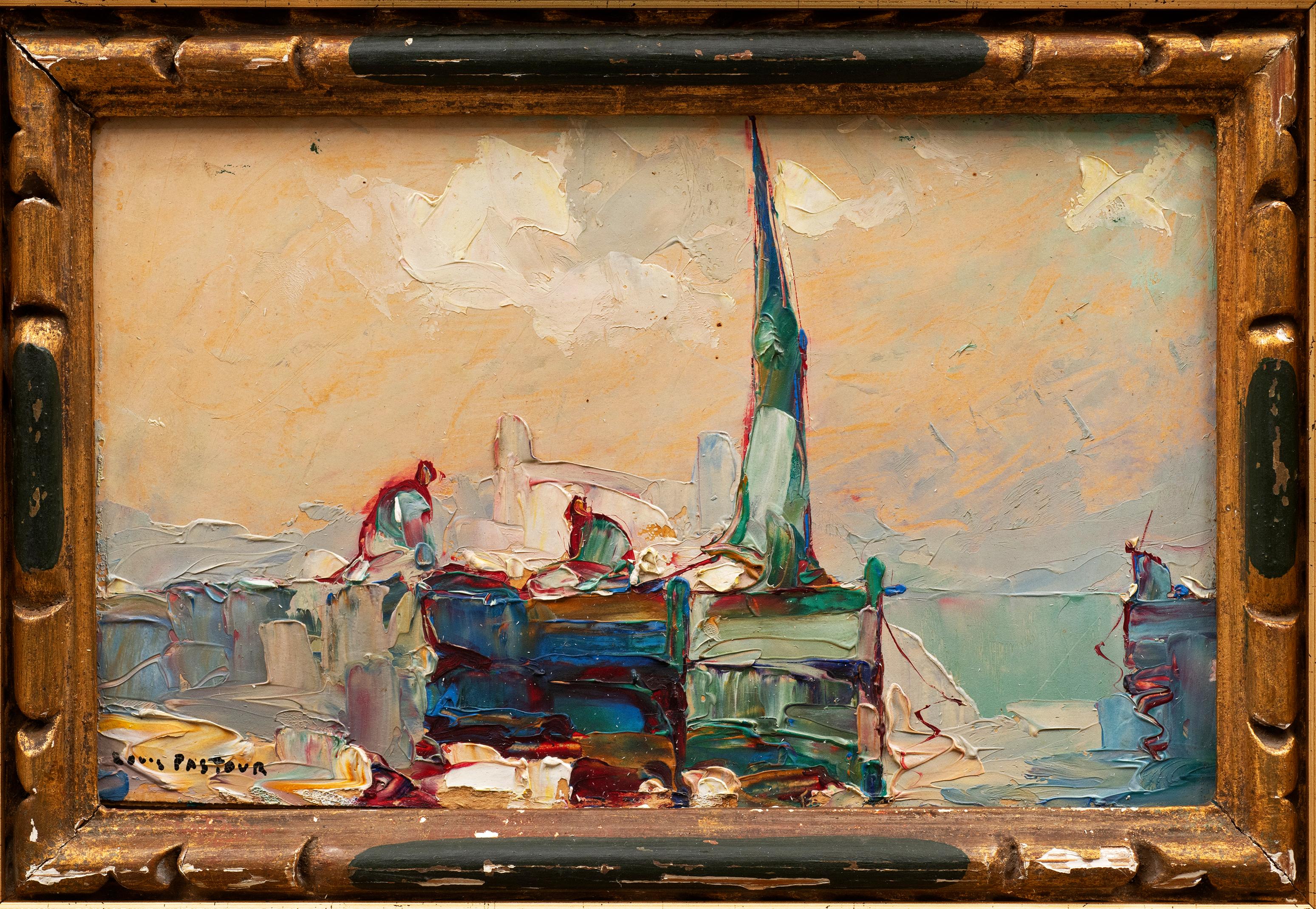Marine Painting "Trois Pêcheurs" Louis Pastour (France, 1876-1948)