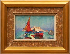 Peinture de marine "Voile Rouge" Louis Pastour (France, 1876-1948)