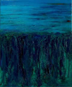 Au coucher du soleil, Louis-Paul Ordonneau - Peinture d'art contemporaine - paysage bleu marine