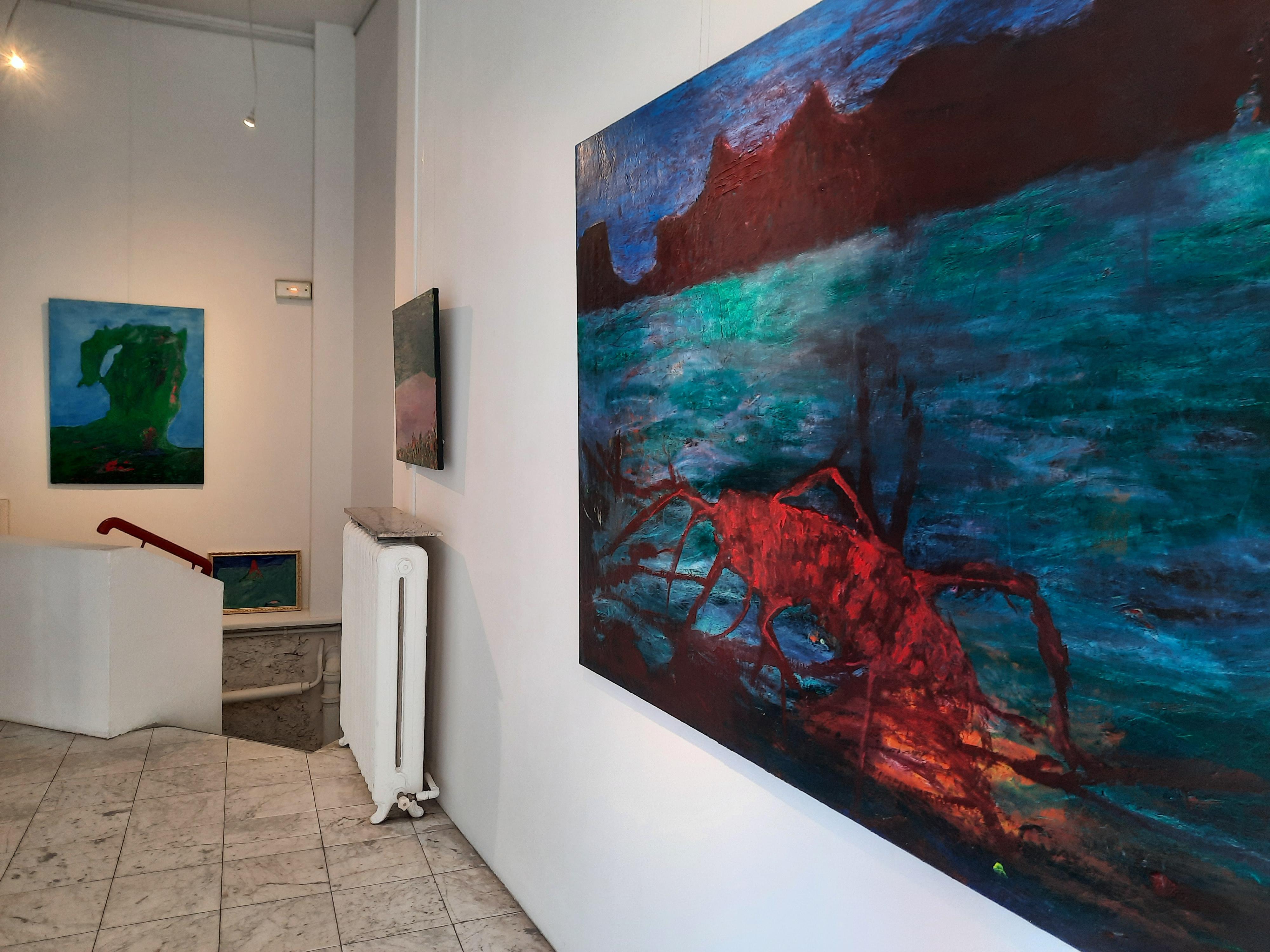 Lobster Louis-Paul Ordonneau Contemporary painting art landscape animal sea red  For Sale 4