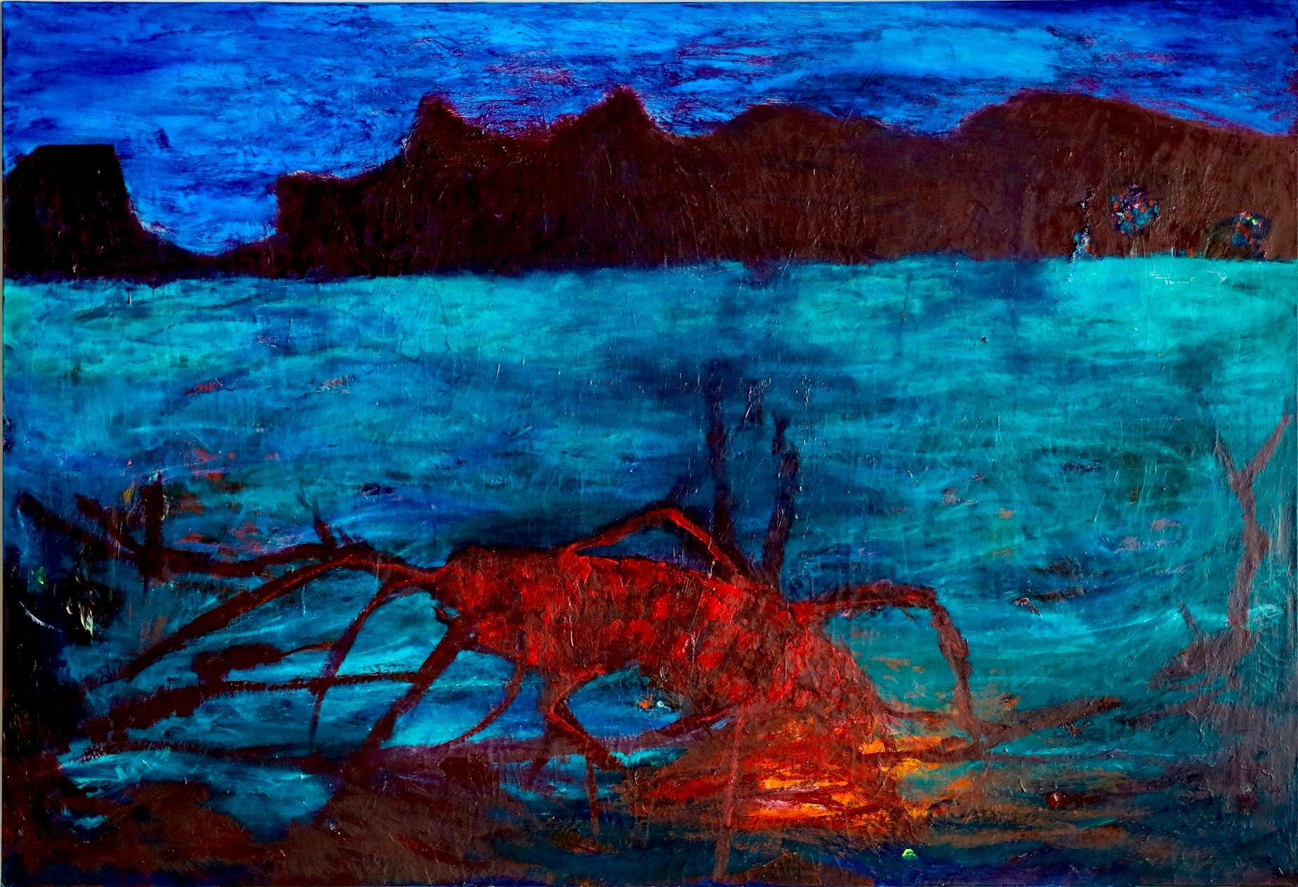 Lobster Louis-Paul Ordonneau - Peinture d'art contemporaine - Paysage - Rouge marin 