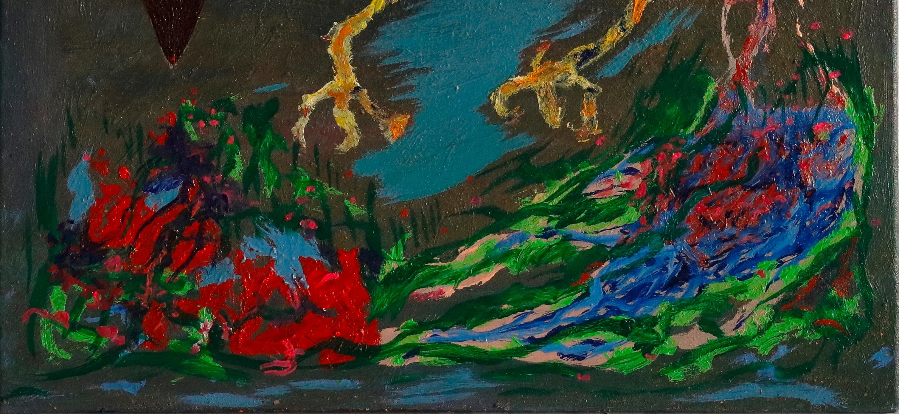 Recycle it Louis-Paul Ordonneau Contemporary painting art bird red landscape For Sale 1