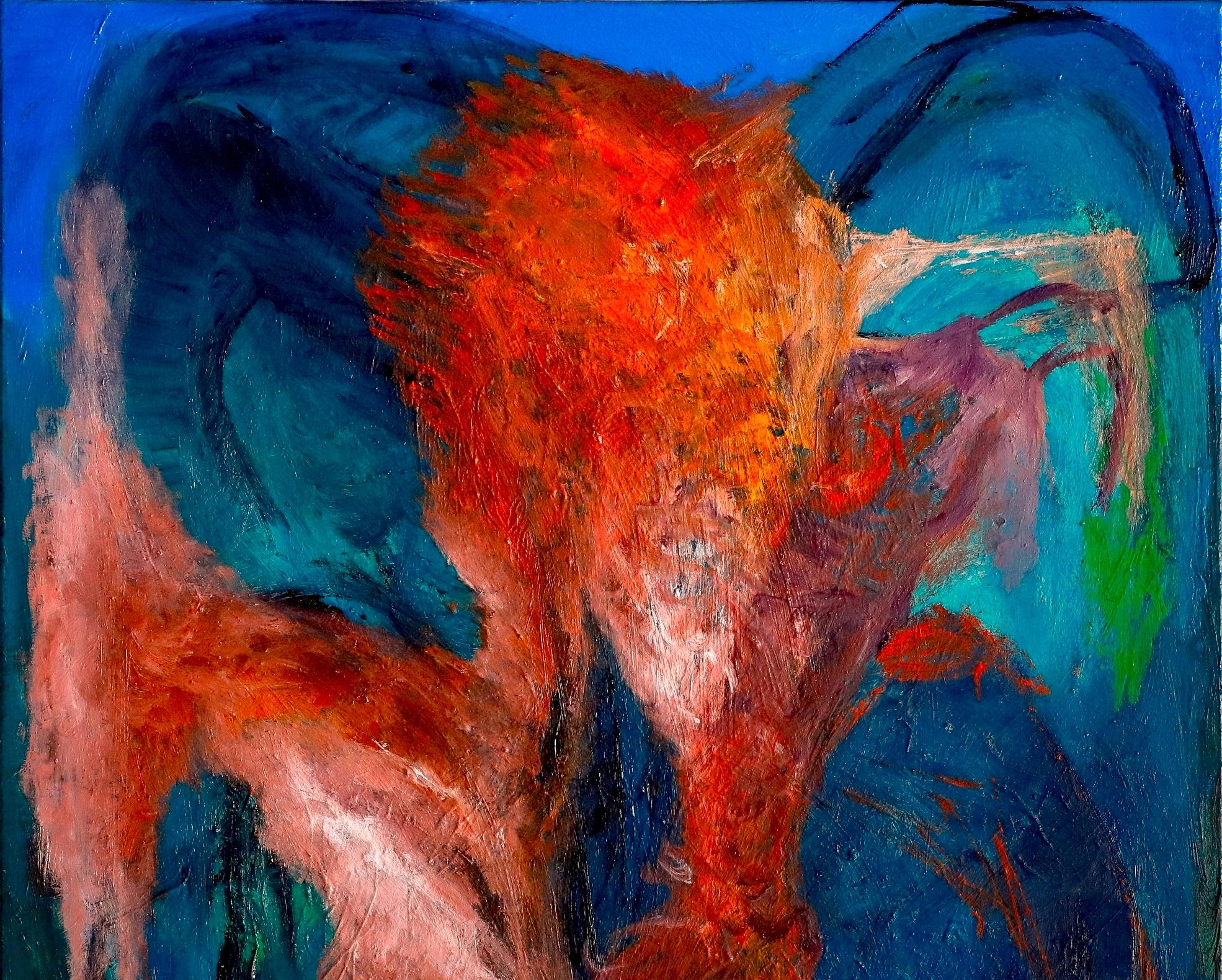 Bienvenido Louis Paul Ordonneau Pintura contemporánea arte animal rojo azul - Painting de Louis-Paul Ordonneau