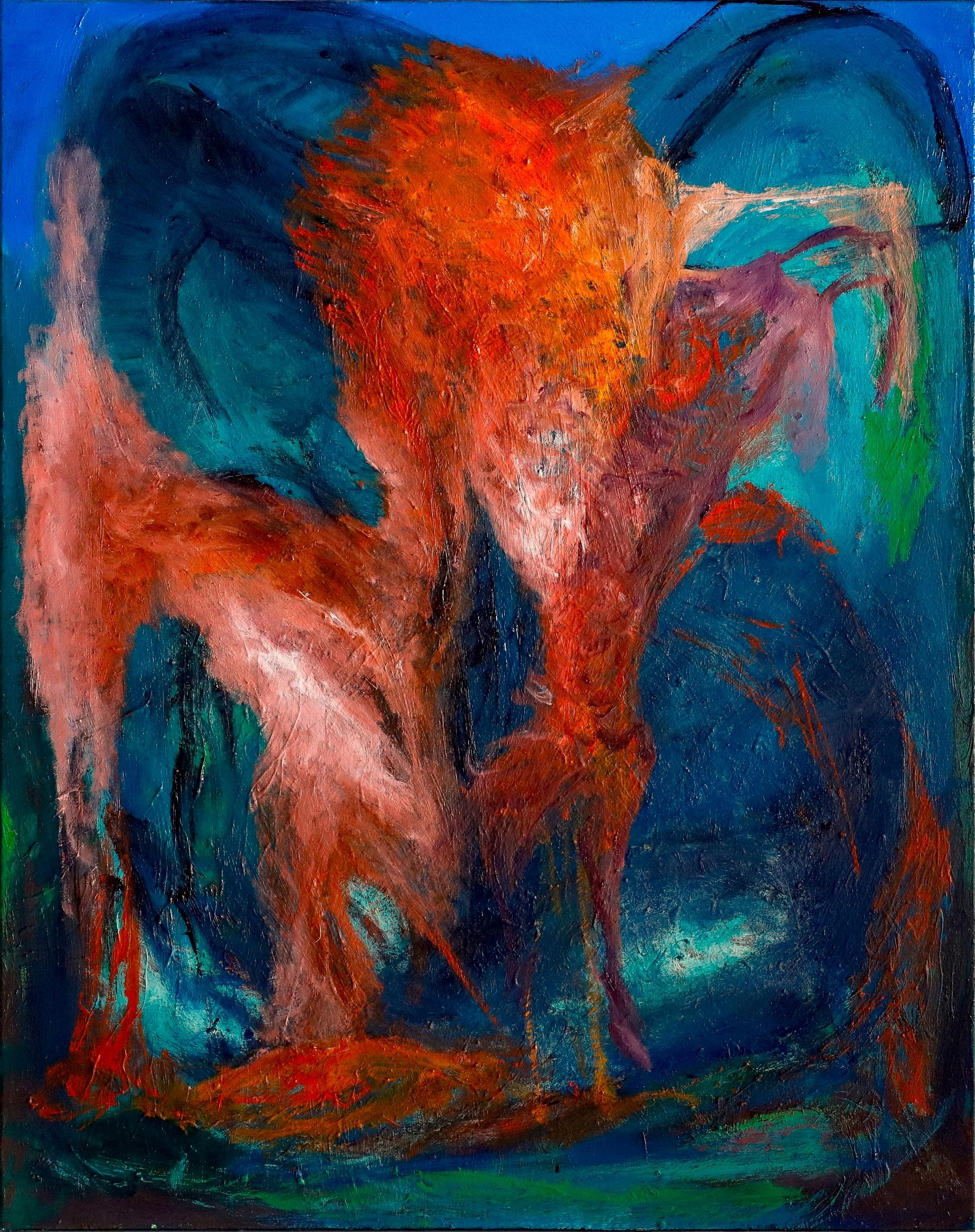 Louis-Paul Ordonneau Zeitgenössisches Gemälde, Tier, Rot-Blau