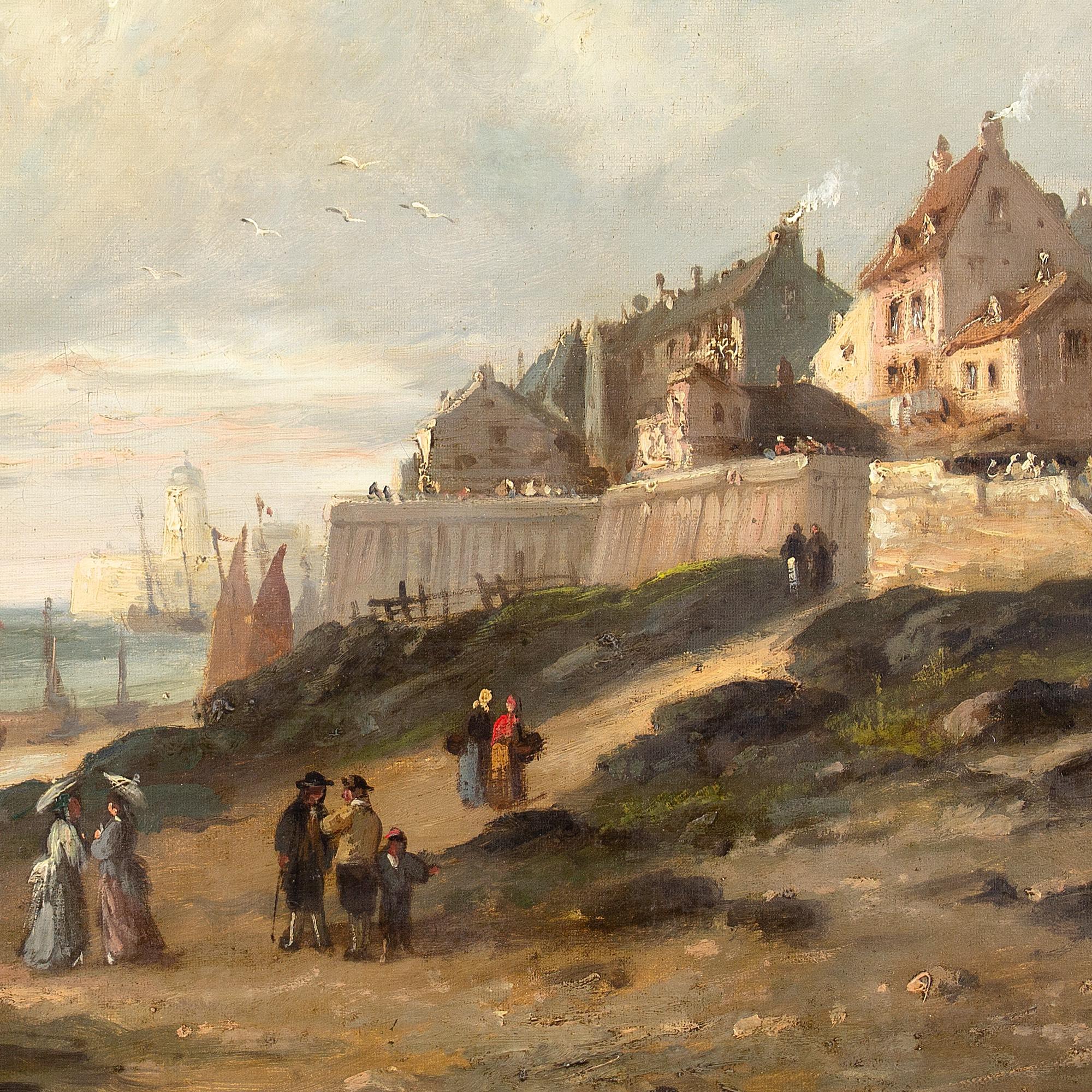 Questo dipinto a olio della metà del XIX secolo dell'artista francese Louis Paul DuMont (1822-1885) raffigura una veduta costiera con barche, figure ed edifici lontani. Ricorda la Normandia.

Il mare tempestoso, dove le navi a vele spiegate