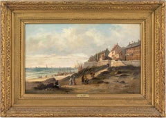 Antique Louis Paul Pierre Dumont, Coastal Landscape With Figures