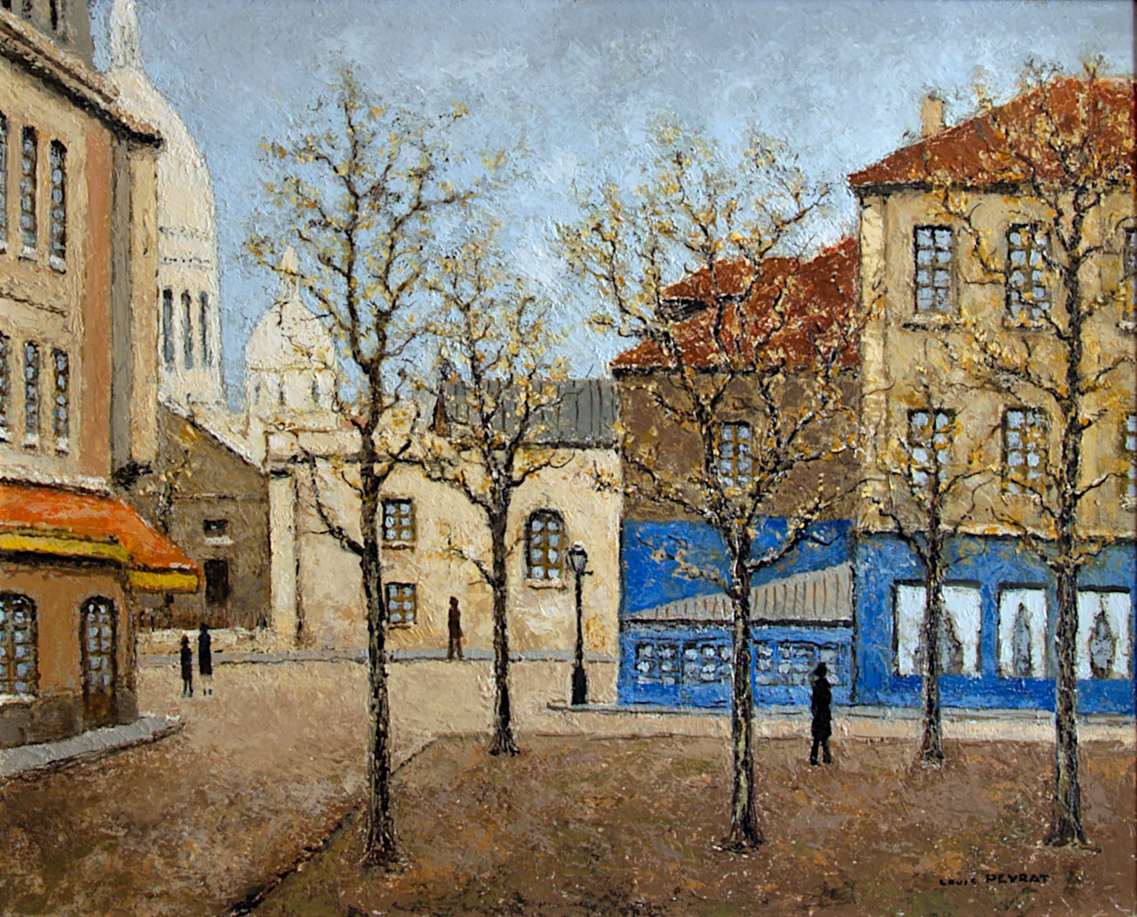 Louis Peyrat Landscape Painting - Place du Tertre, Montmartre, Paris