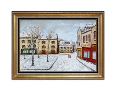 Louis Peyrat Original Painting Oil On Canvas Large French Cityscape Signed Art