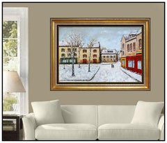 Louis Peyrat Original Painting Oil On Canvas Large French Cityscape Signed Art