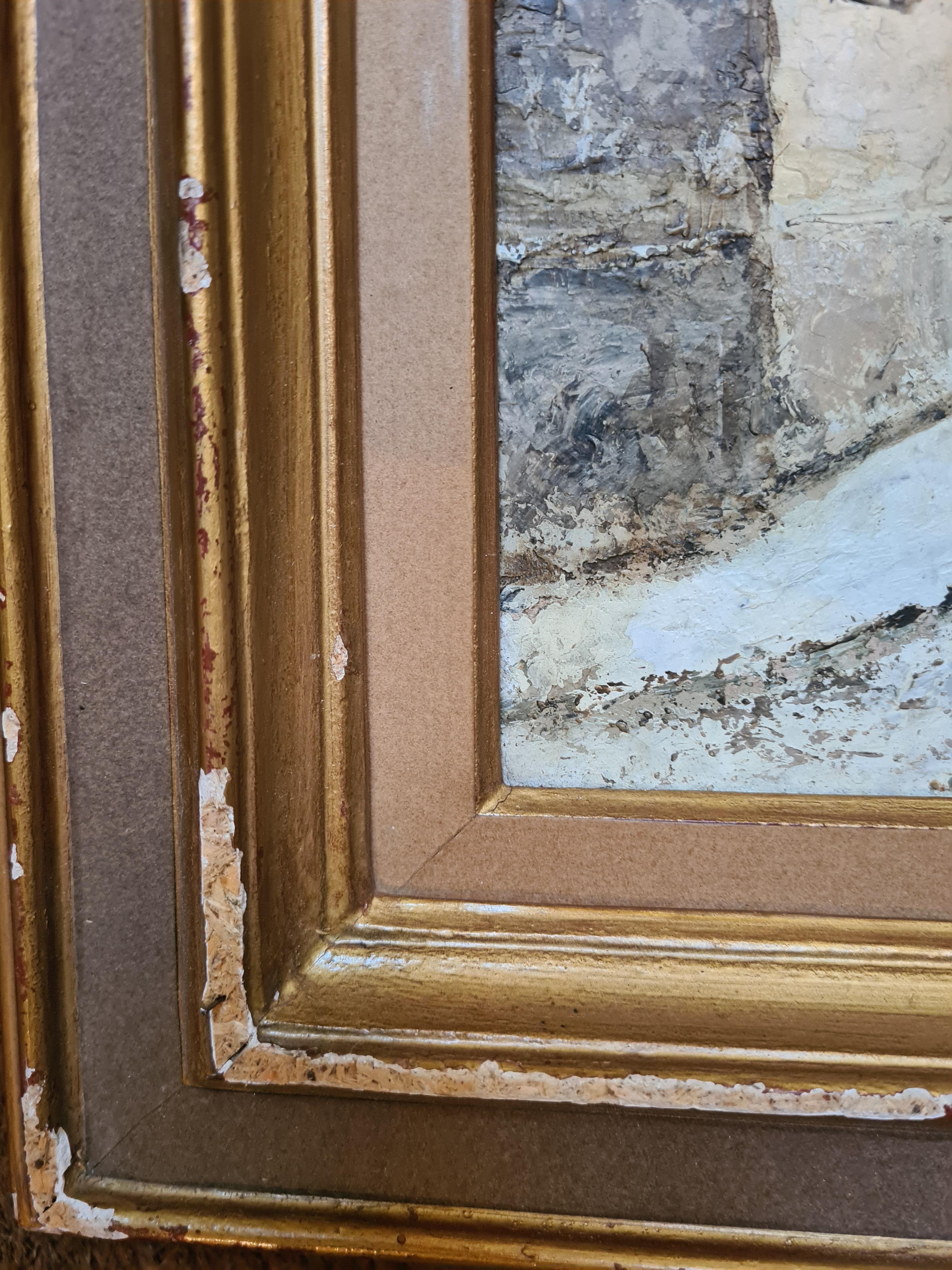 Parigi sotto la neve, veduta post impressionista di Rue Norvins, Montmartre in vendita 5