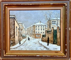 Paris in the Snow, French Post Impressionist View of Rue Norvins, Montmartre