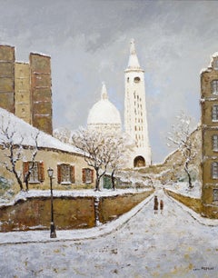 Sacré Coeur, Montmartre, Paris, France, Winter Cityscape (paysage urbain hivernal)