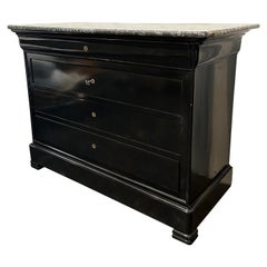 Antique Louis Philip Commodes  with Black Lacquer finish and marble top