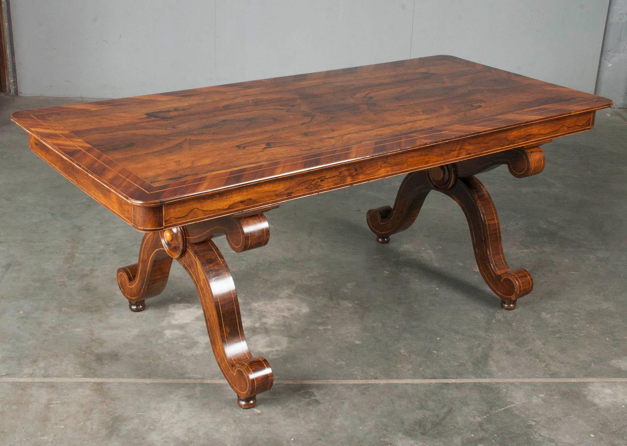 French Louis Philipe Mahogany Veneered Centertable or Writing Table, France circa 1850