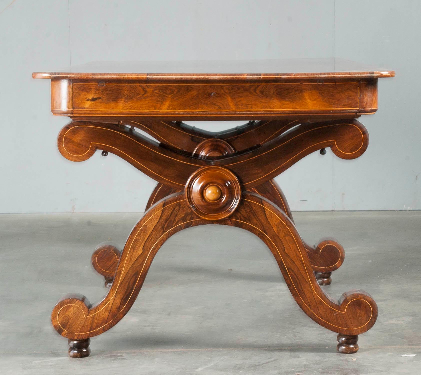 Louis Philipe Mahogany Veneered Centertable or Writing Table, France circa 1850 3