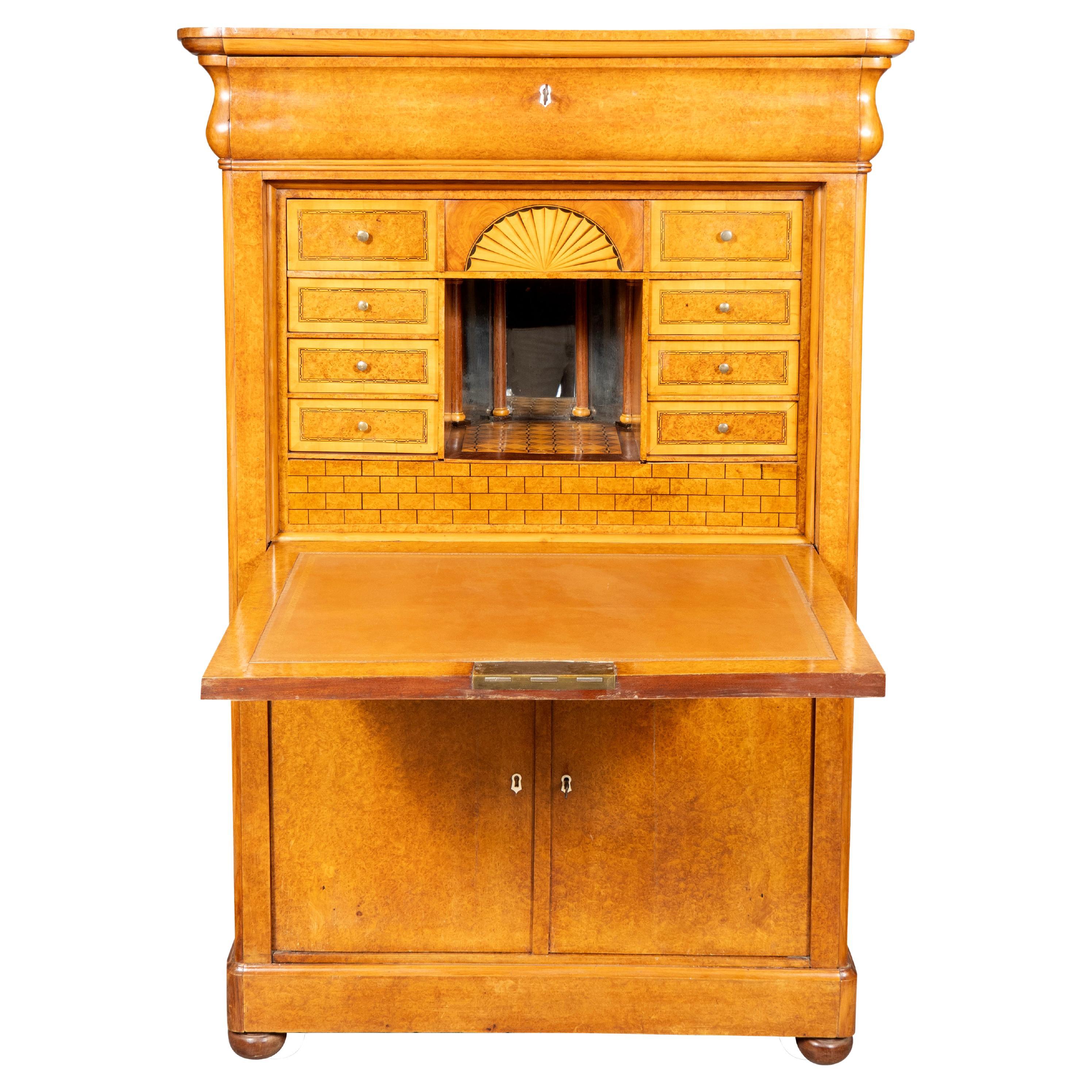 Louis Philippe Amboyna Secretaire Abbatant