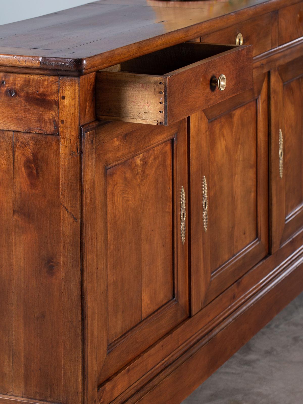 Louis Philippe Antique French Cherry Buffet Credenza Cabinet, circa 1850 10
