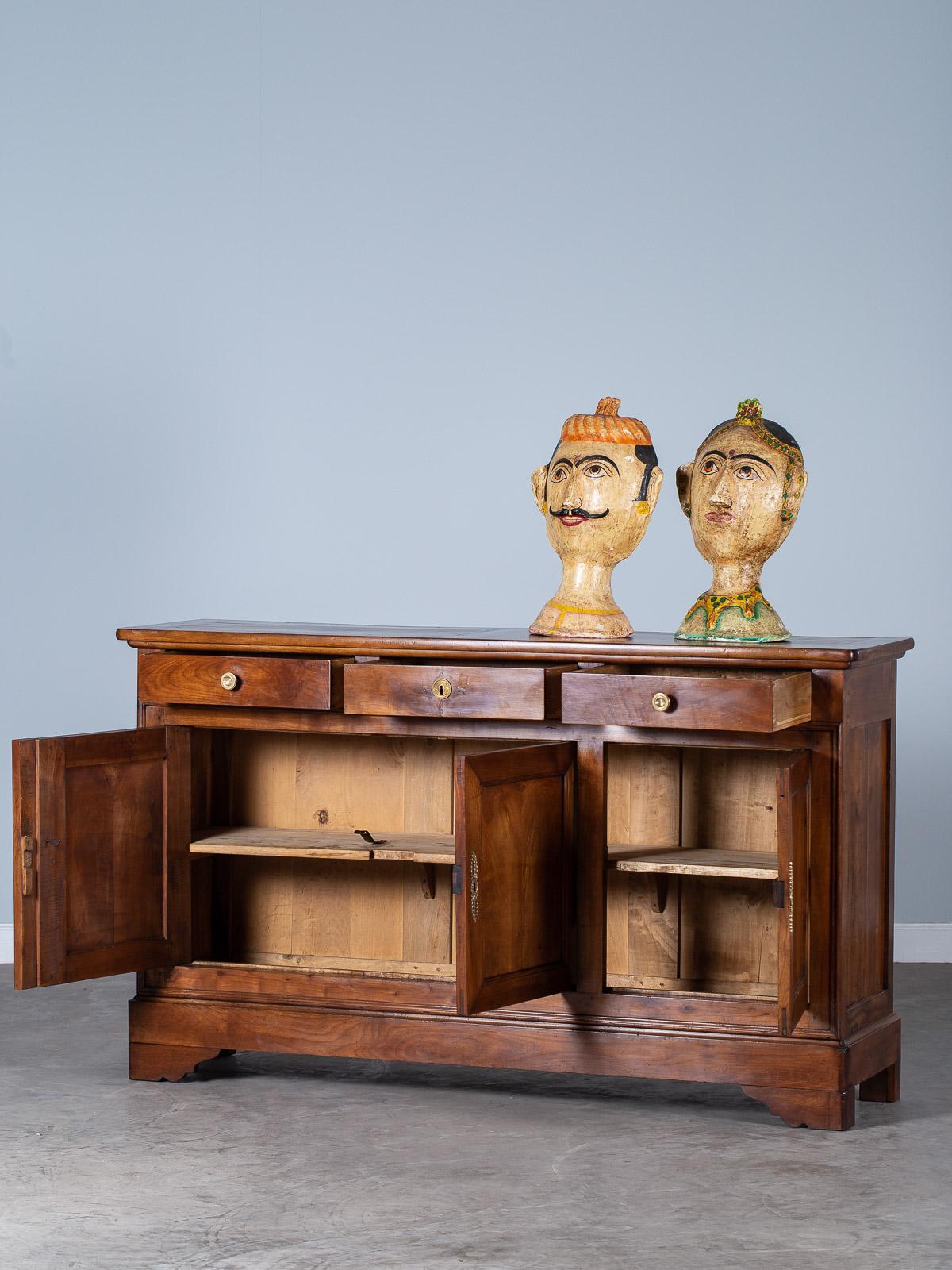 Mid-19th Century Louis Philippe Antique French Cherry Buffet Credenza Cabinet, circa 1850