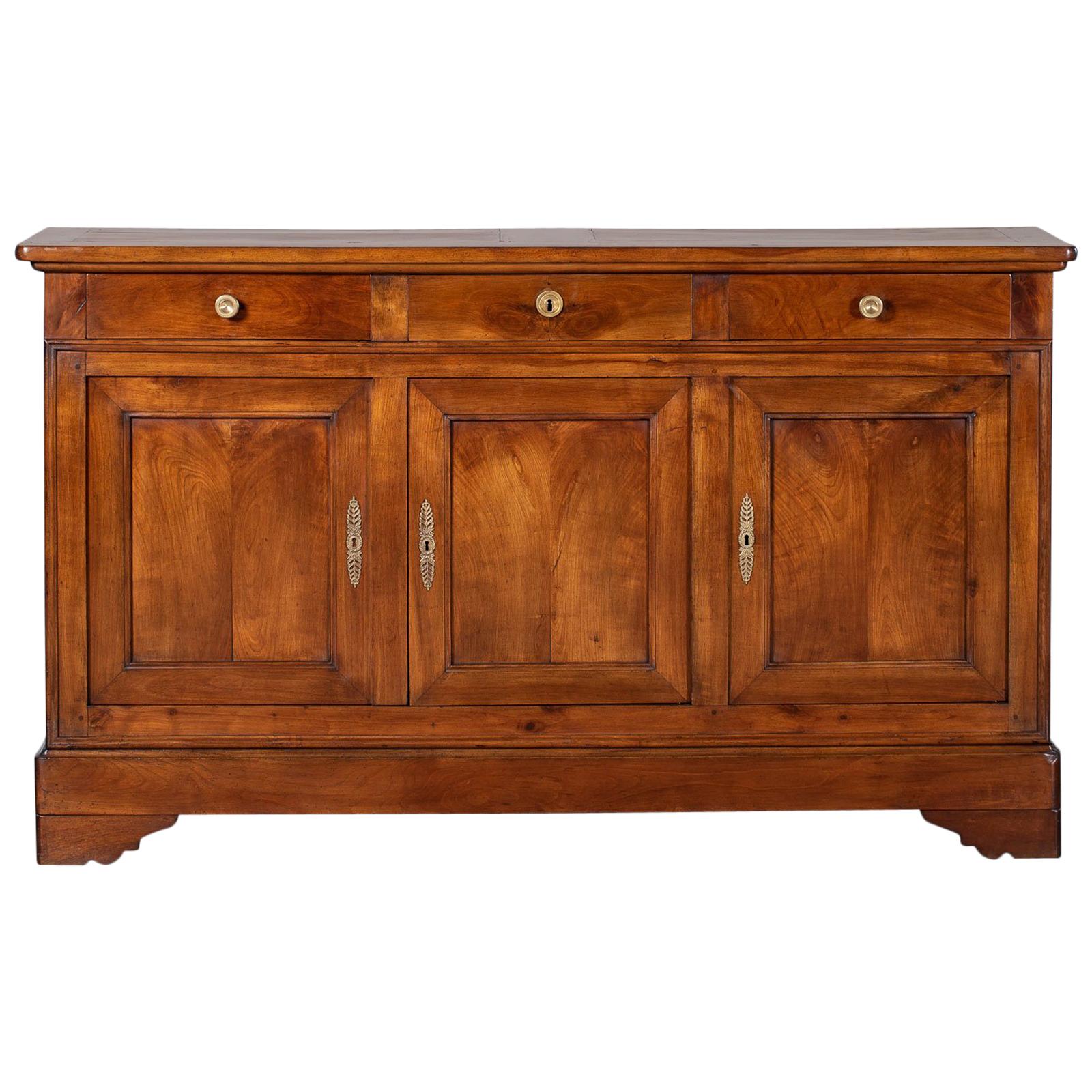 Louis Philippe Antique French Cherry Buffet Credenza Cabinet, circa 1850