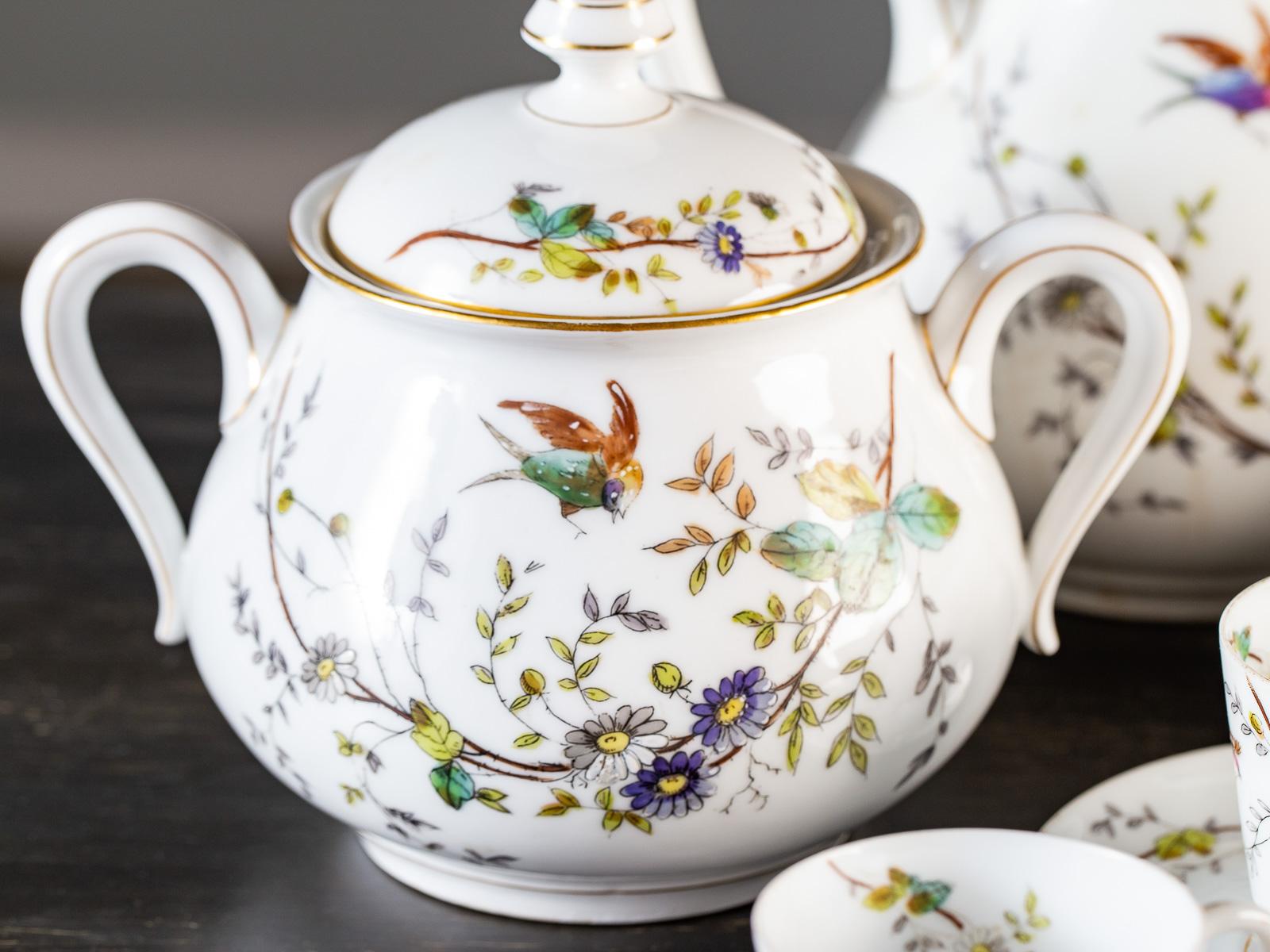 19th Century Louis Philippe Antique French Fine Porcelain Tea Set, circa 1850 For Sale