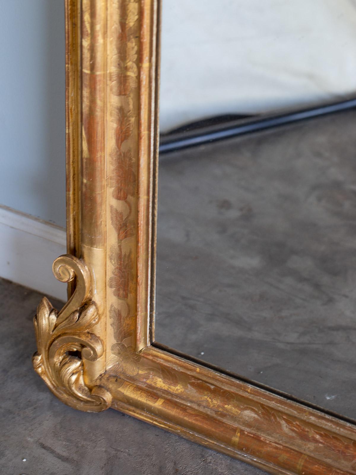 Gesso Louis Philippe Antique French Gold Mirror, circa 1885