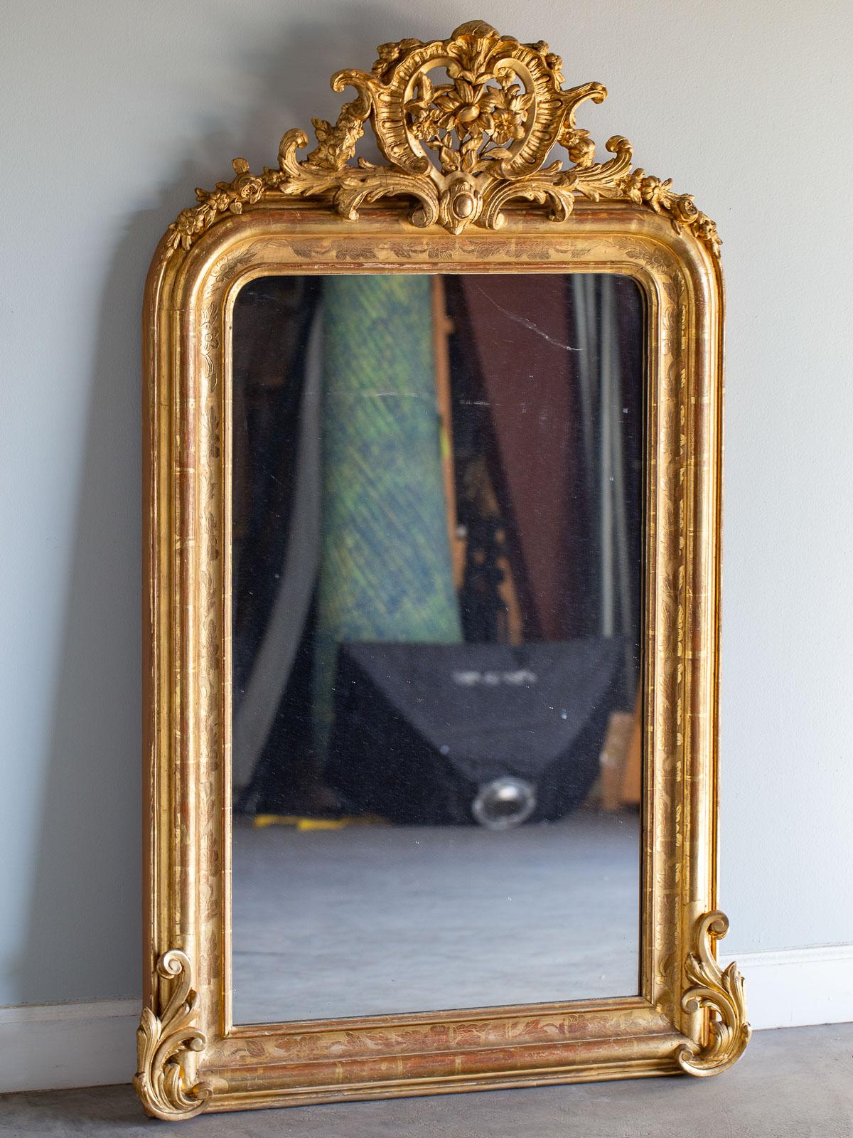 Louis Philippe Antique French Gold Mirror, circa 1885 3
