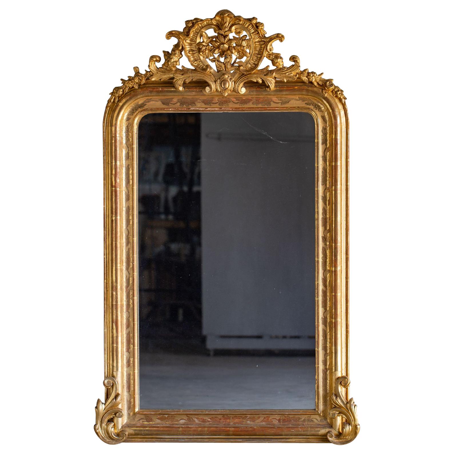 Louis Philippe Antique French Gold Mirror, circa 1885