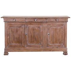 Louis Philippe Antique French Limed Ashwood Buffet Credenza Enfilade, circa 1860