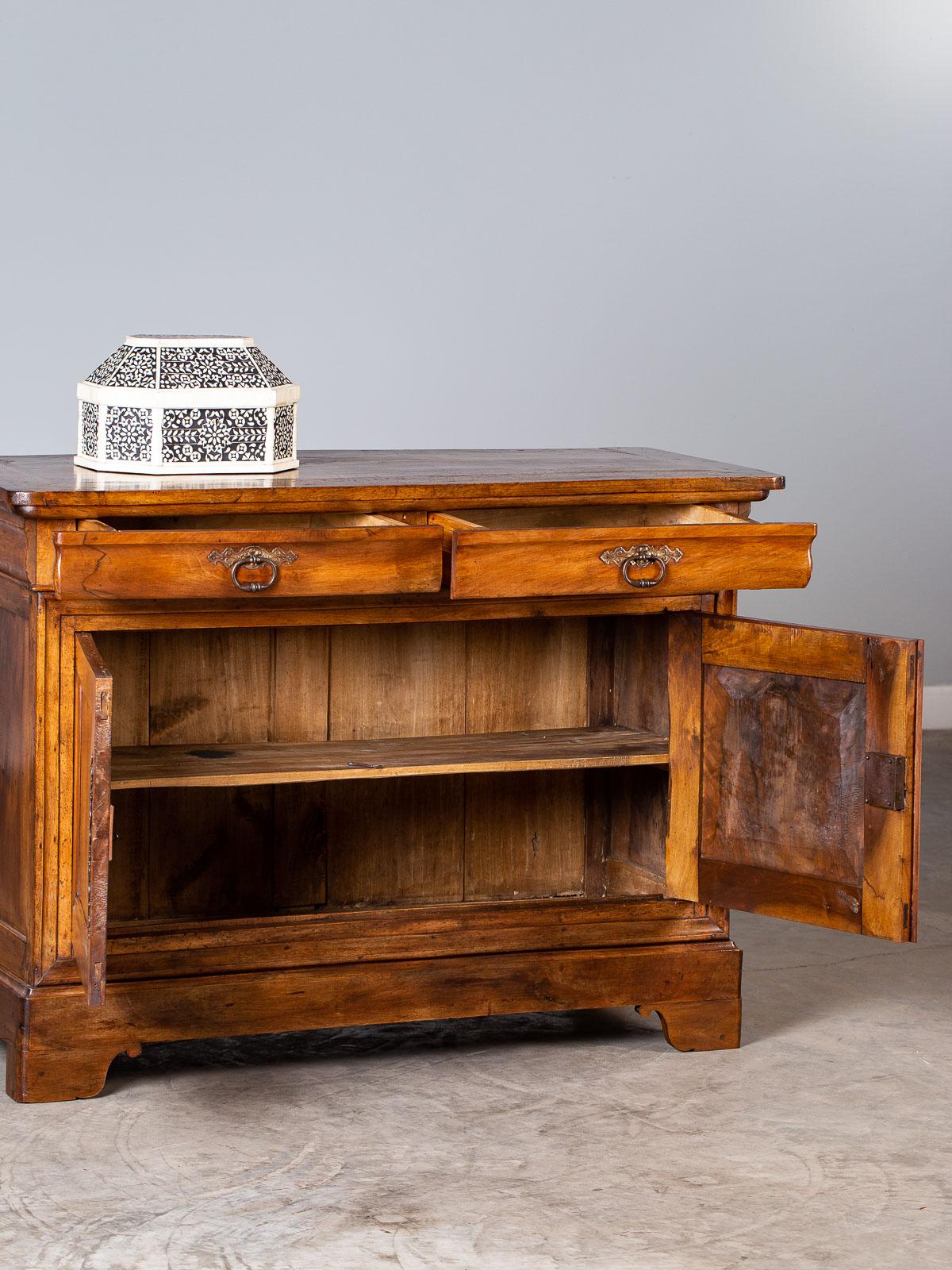 Louis Philippe Antique French Walnut Two-Door Buffet, circa 1850 In Good Condition In Houston, TX