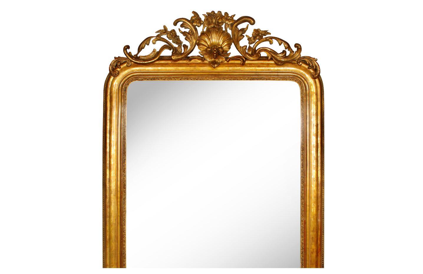 Beautiful Louis Philippe antique giltwood mirror will add drama to any room.