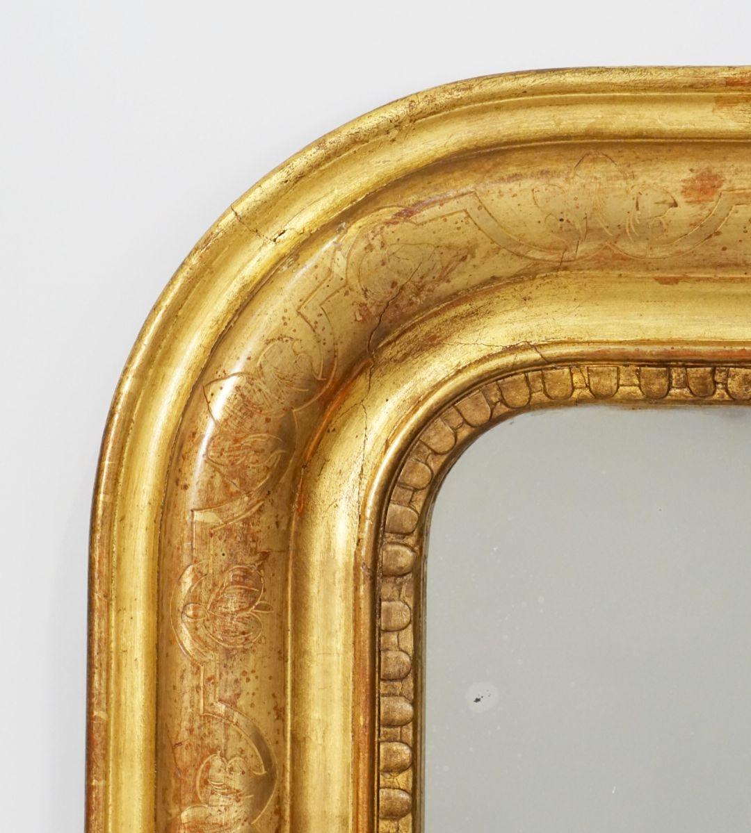 Louis Philippe Arch Top Gilt Mirror from France (H 38 3/4 x W 28 1/4) 4