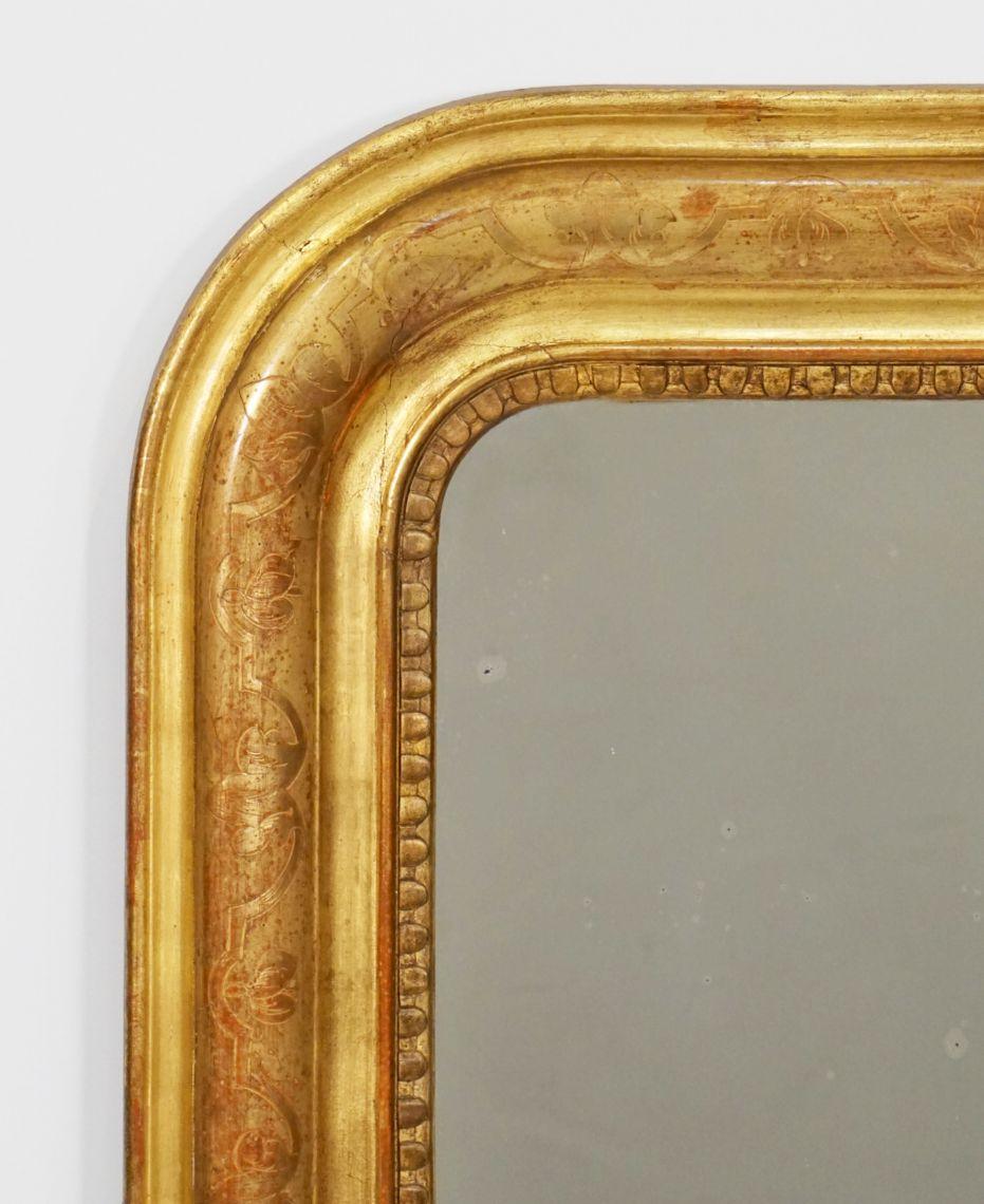 French Louis Philippe Arch Top Gilt Mirror from France (H 38 3/4 x W 28 1/4)