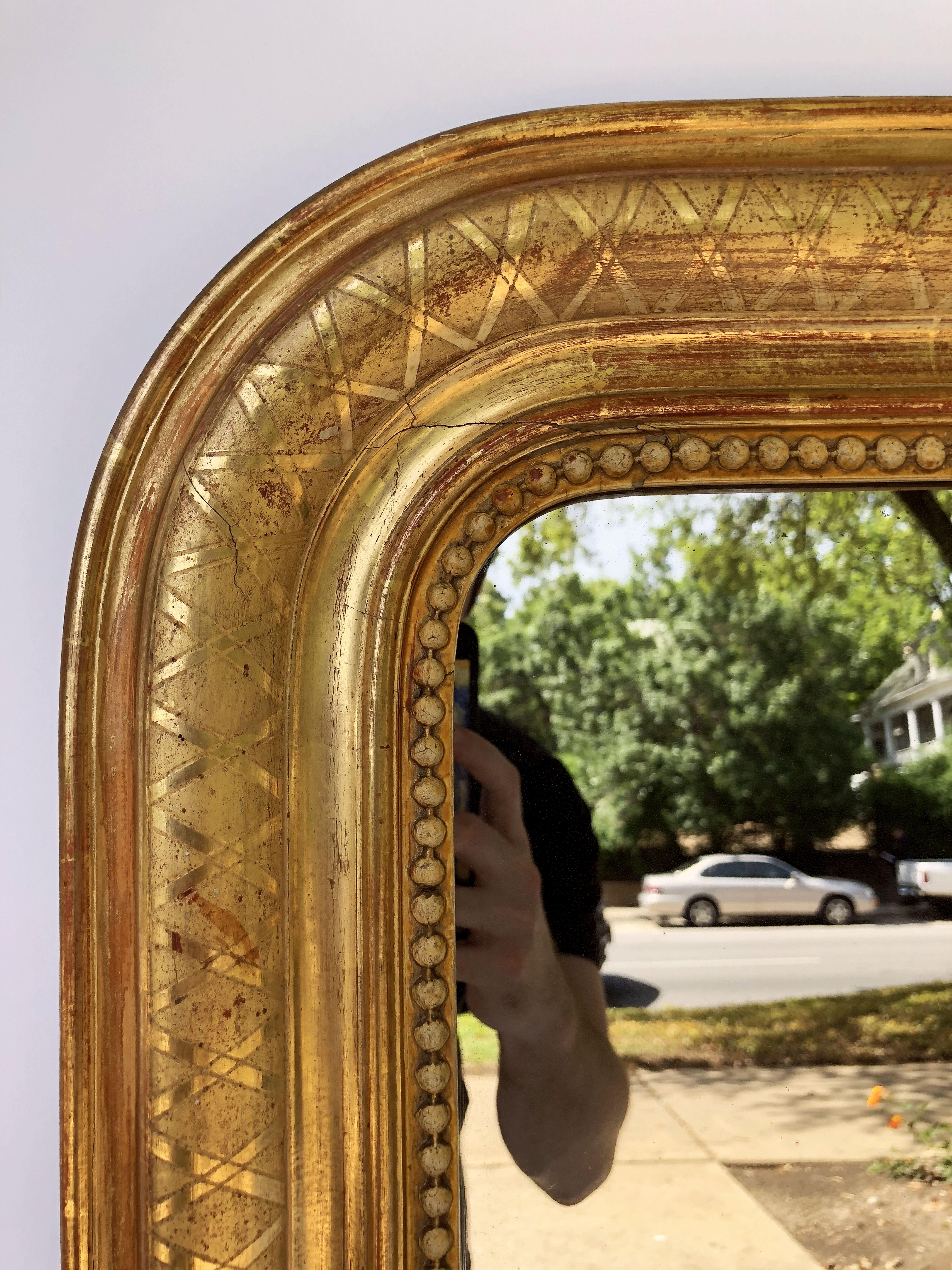 19th Century Louis Philippe Arch Top Gilt Mirror (H 39 3/8 x W 30)