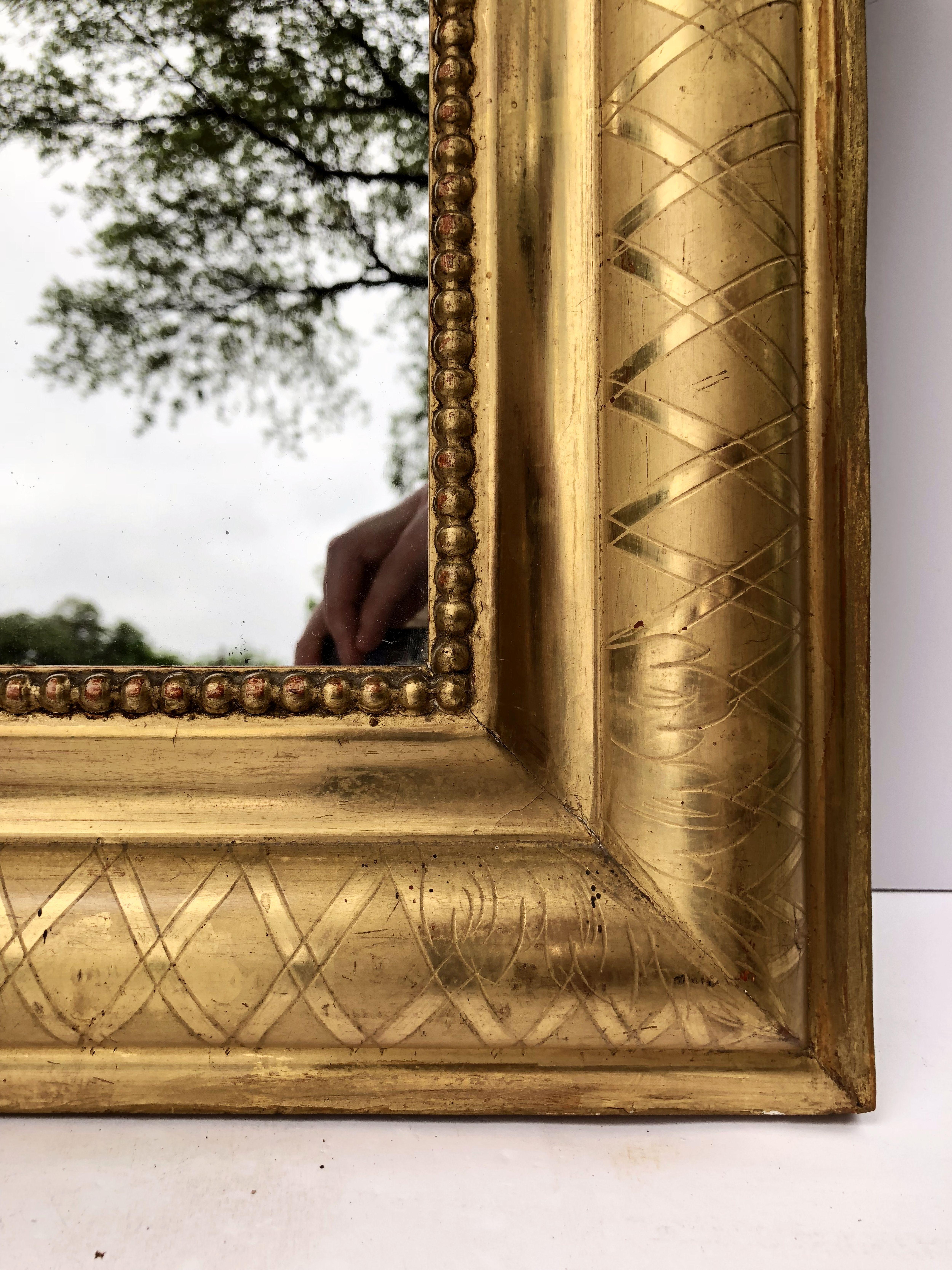 Louis Philippe Arch Top Gilt Mirror (H 42 3/4 x W 32) 3