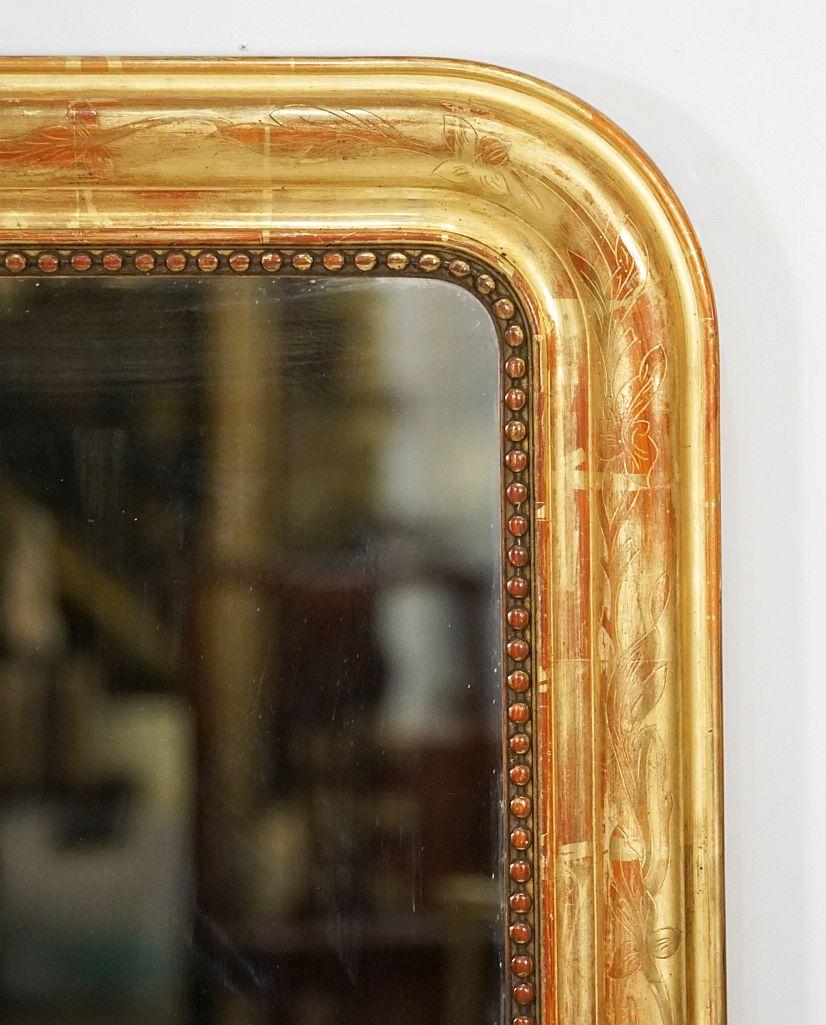 Louis Philippe Arch Top Gilt Mirror (H 49 1/4 x W 28 3/4) For Sale 4