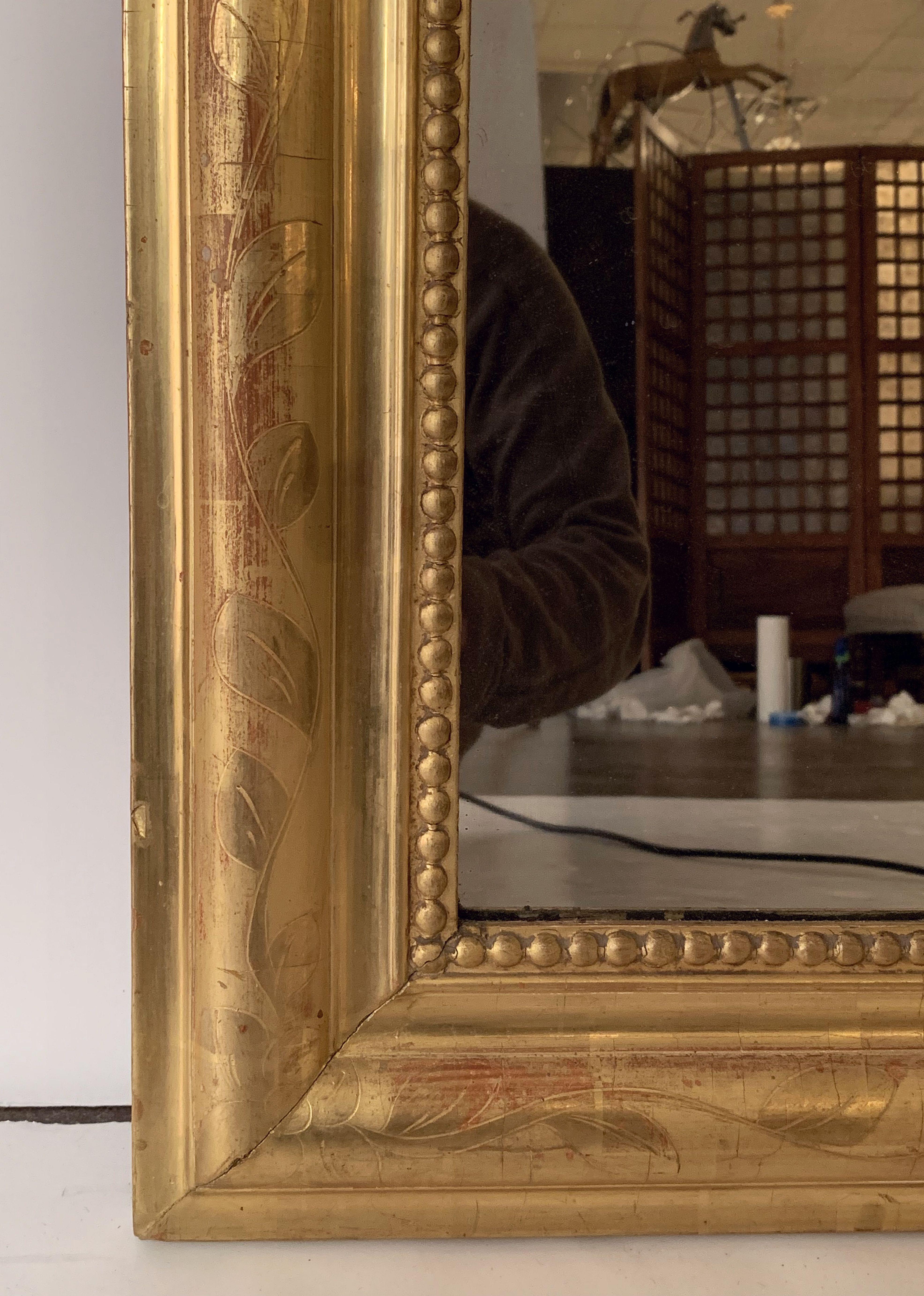 Vergoldeter Louis Philippe-Spiegel mit Bogenaufsatz (H 49 x B 29) im Angebot 4