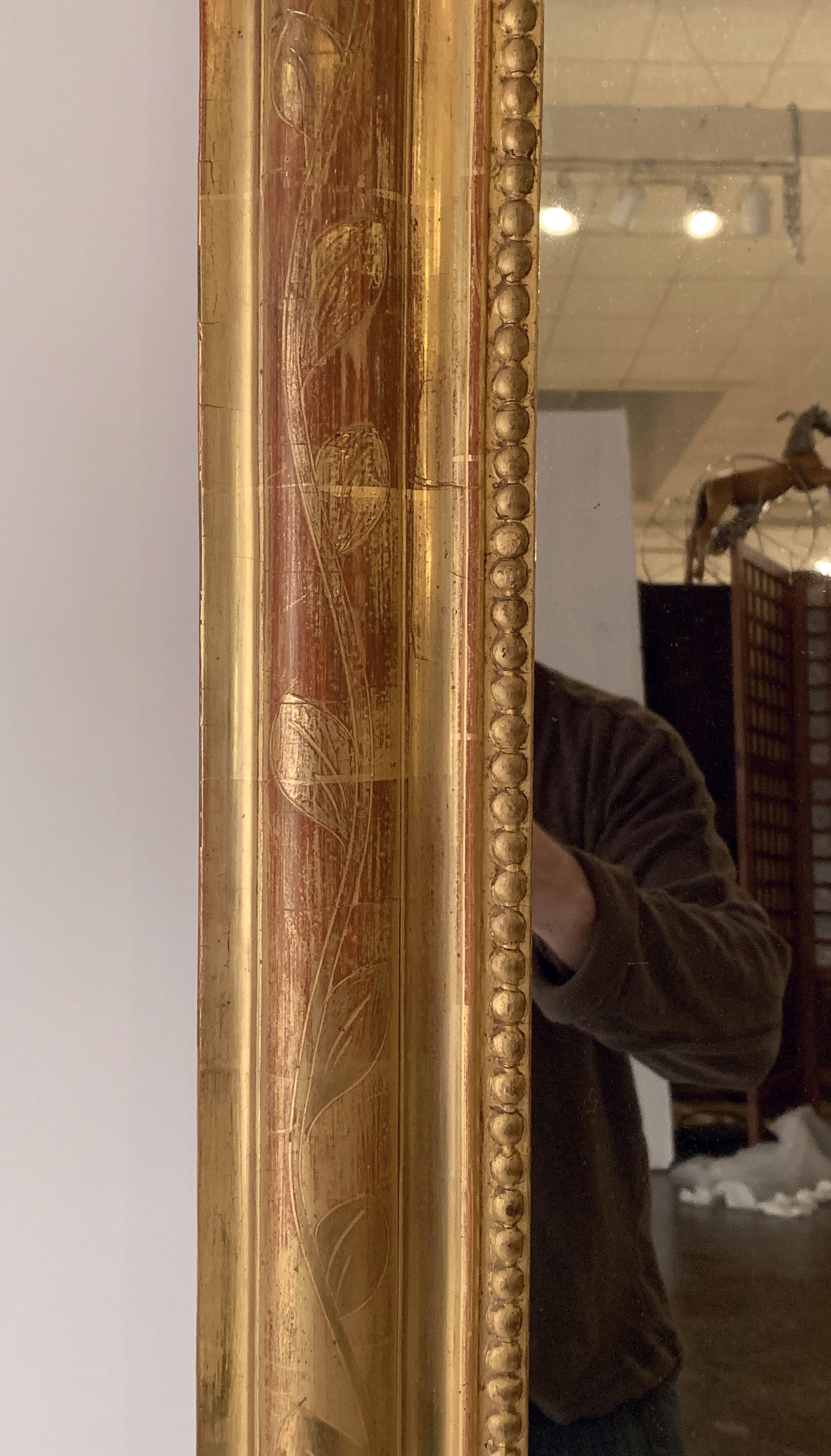 Vergoldeter Louis Philippe-Spiegel mit Bogenaufsatz (H 49 x B 29) im Angebot 5