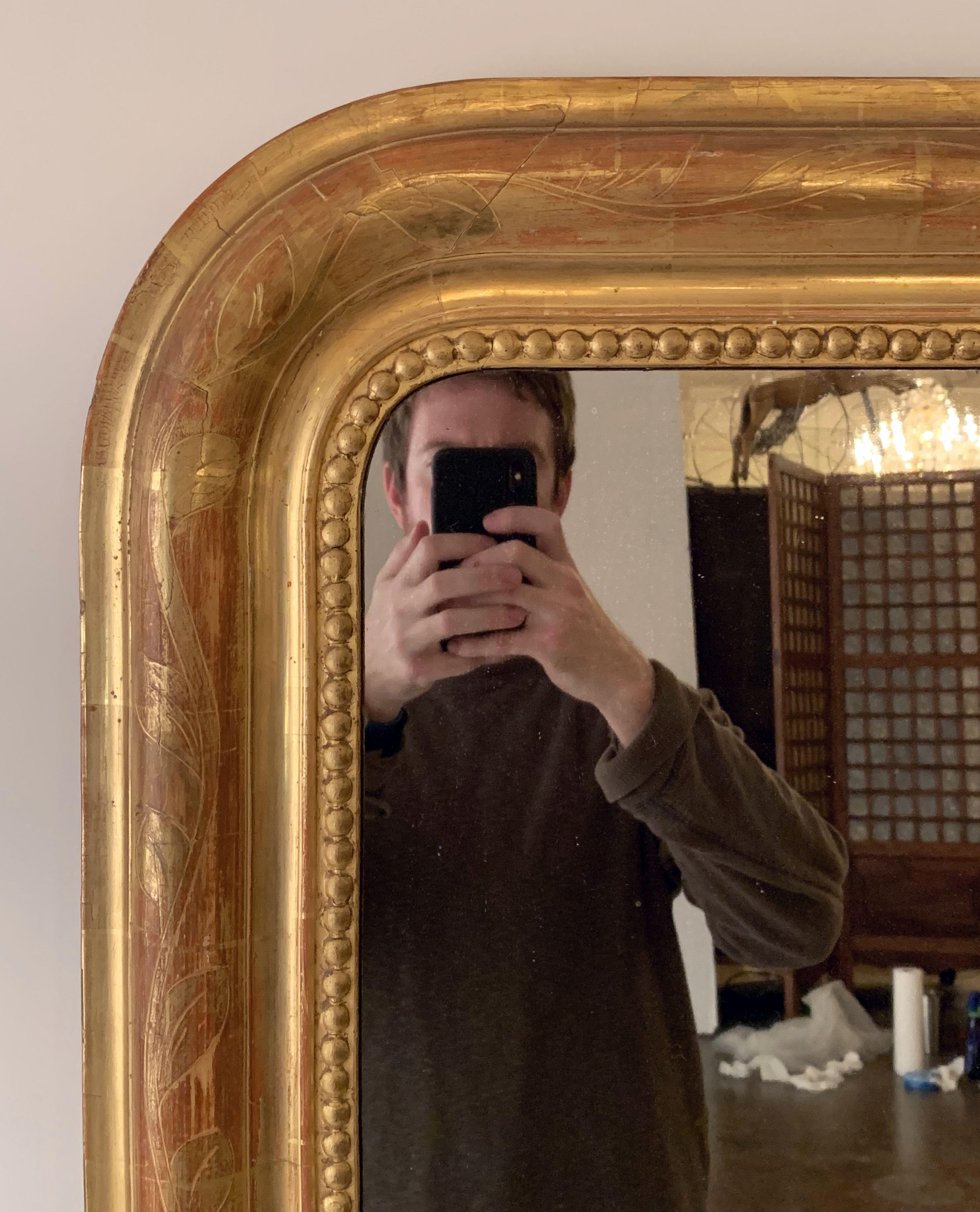 Louis Philippe Arch Top Gilt Mirror (H 49 x W 29) In Good Condition In Austin, TX