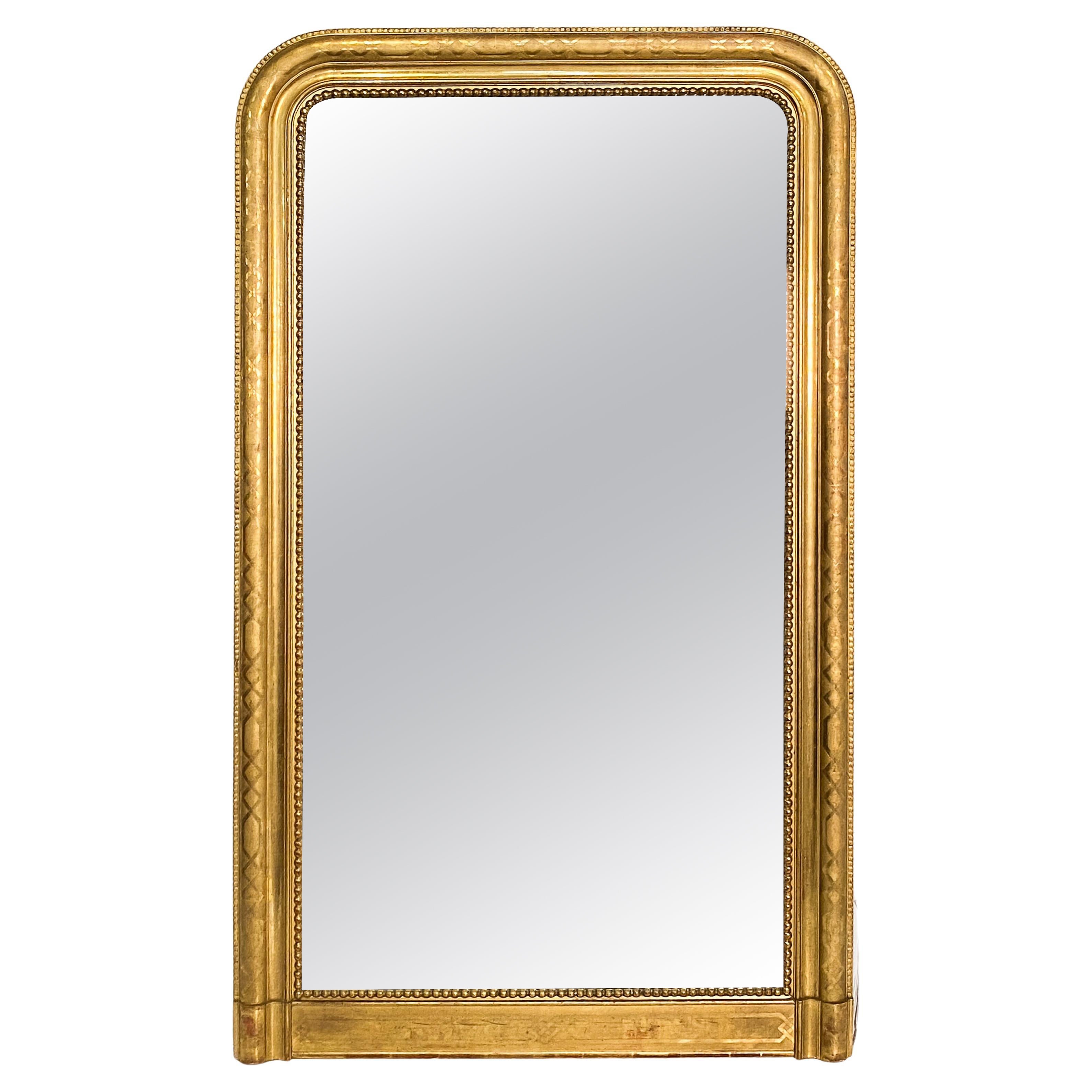 Espejo de pared o de pie Louis Philippe con tapa de arco dorada (Alt. 65 5/8 x Anch. 39 1/2) en venta