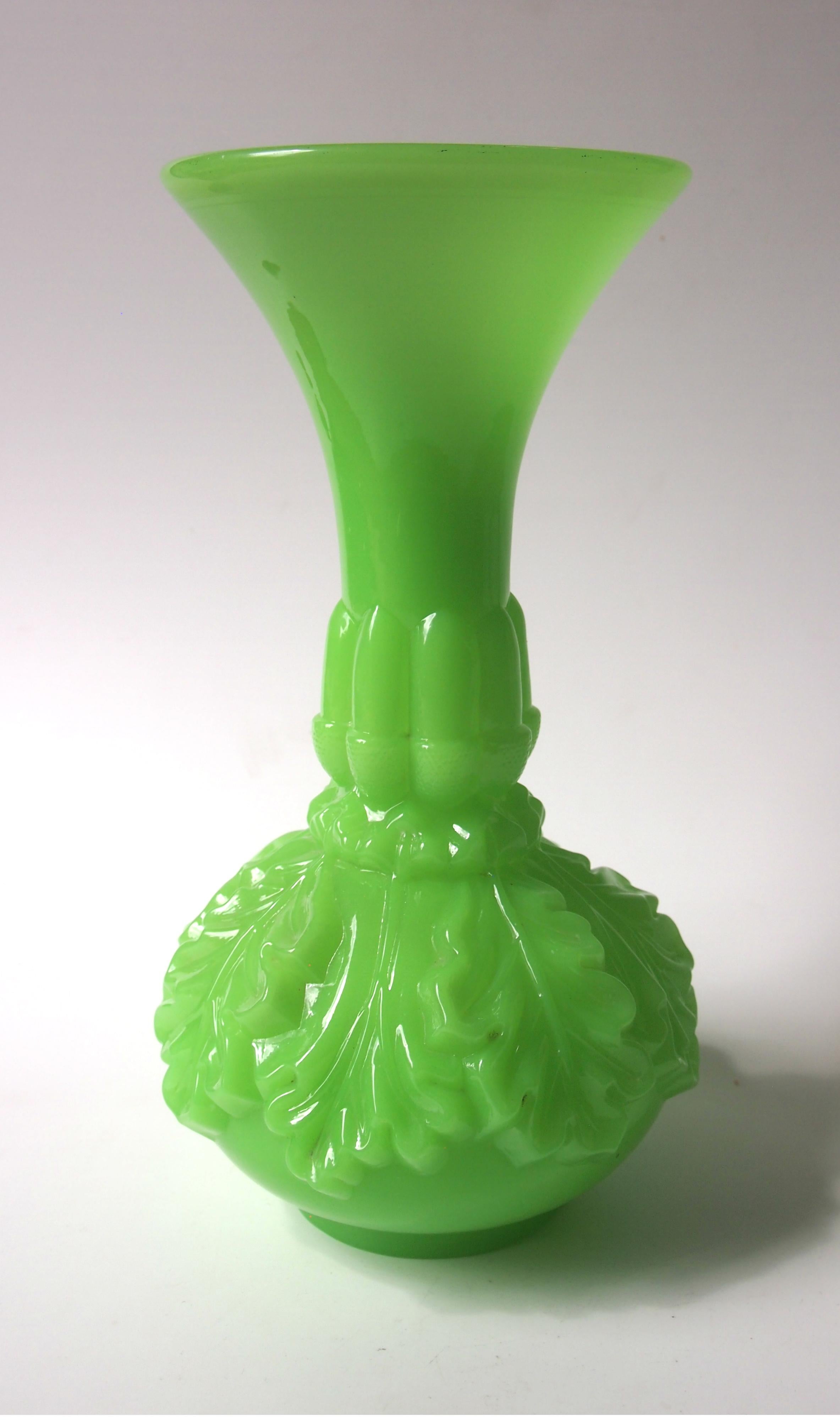 green baccarat vase