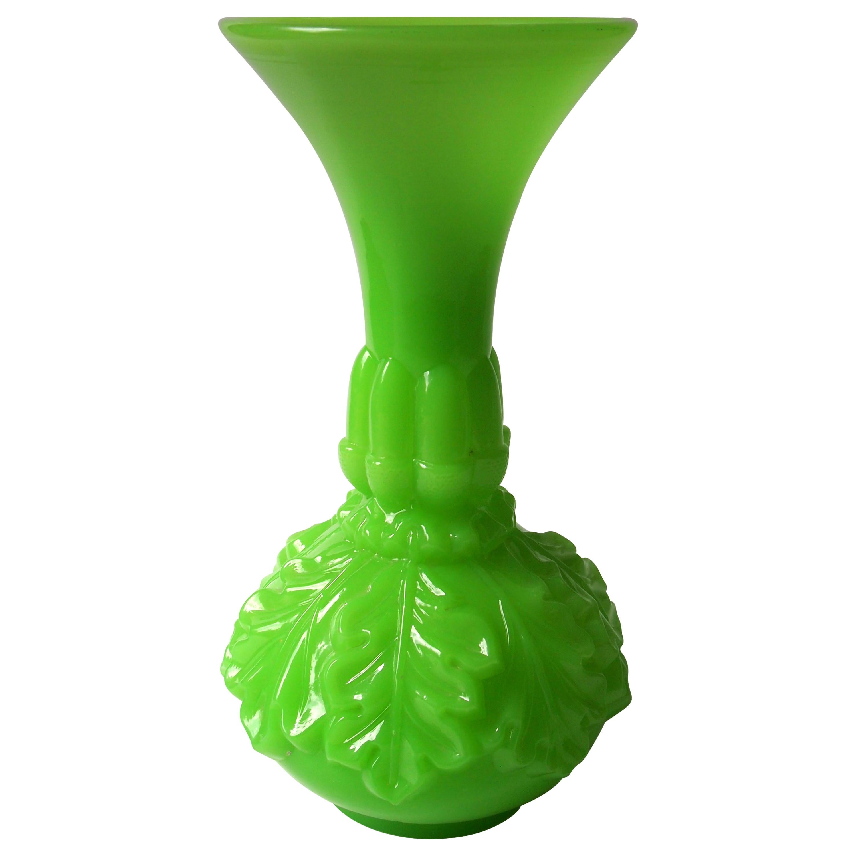 French 'Louis Philippe' Period Baccarat Bright Green Crystal Glass Vase For Sale