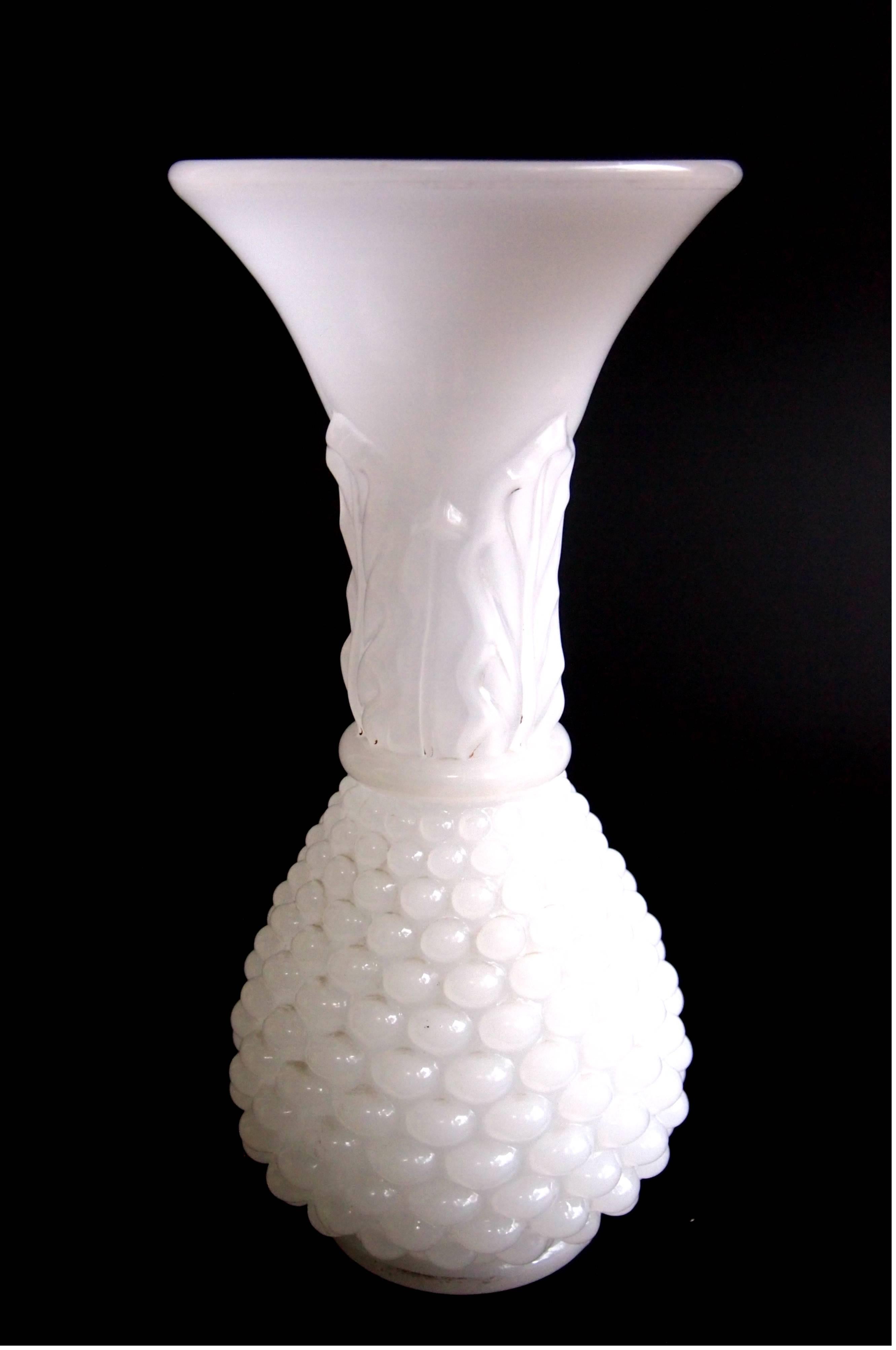 Classic Louis Philippe Baccarat white/alabaster Glass Pineapple vase with 'blind' decoration. According to references this style and color were first created at Baccarat in 1842 by Francois-Eugene de Fontenay.

Baccarat is, and has been, the creator